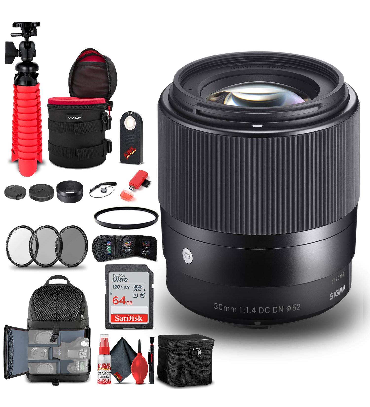 Sigma 30mm f/1.4 DC DN Contemporary Lens for Sony E Bundle with Backpack and Accessories - Buy Online on SooperMarket.com