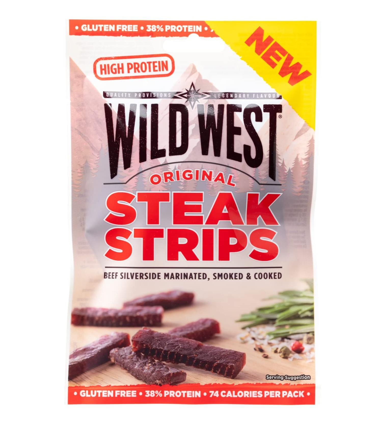 Wild West Steak Strips 25g Original Beef Beef Jerky high Protein Dried Meat Protein Snack Original 25 g (1 pack)