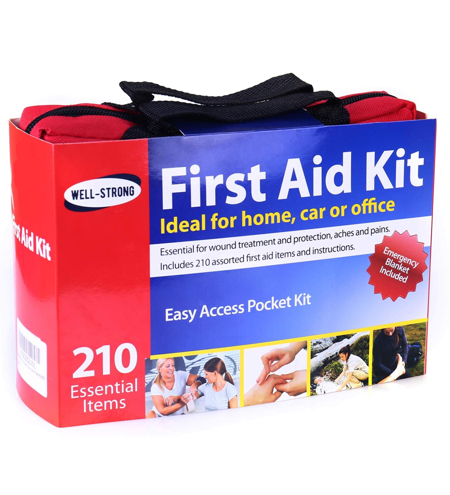 210 Piece WELL-STRONG First Aid Kit Portable Canvas Bag for Emergencies at Home, Outdoors, Car, School, Office, Travel Survival Adventure, Hiking, Camping - Buy Online on SooperMarket.com
