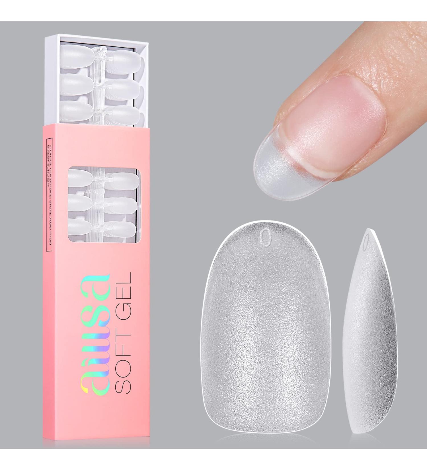AILLSA Semi-Oval Nail Tips - 240 Pcs, Matte Soft Gel Pre-shaped Full Cover Acrylic Clear Fake Nails for Soak Off Extension - Short Oval 15 Sizes - Buy Online on SooperMarket.com