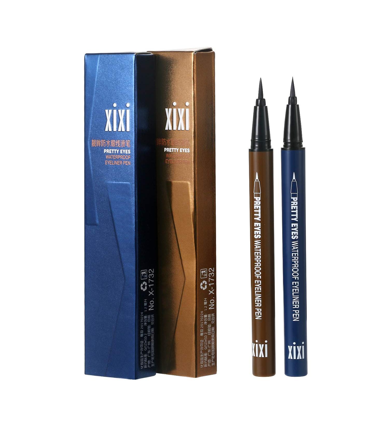 Vtrem 2 Pack Blue Eyeliner Pencil - Waterproof Navy Blue/Light Brown Liquid Eyeliner Pen Set for Smudge Proof, Long Lasting Makeup - Korean Glitter Liner Tools - Buy Online on SooperMarket.com