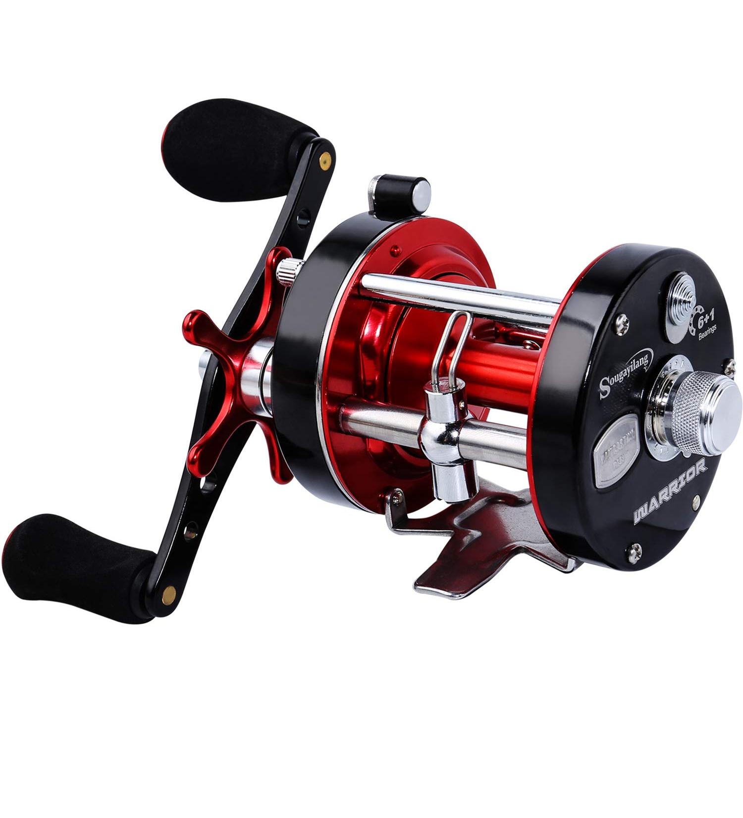 Sougayilang Fishing Reels Round Baitcasting Reel - Conventional Reel - Reinforced Metal Body and Supreme Star Drag Right Hand-Red-Black Warrior6000 - Buy Online on SooperMarket.com