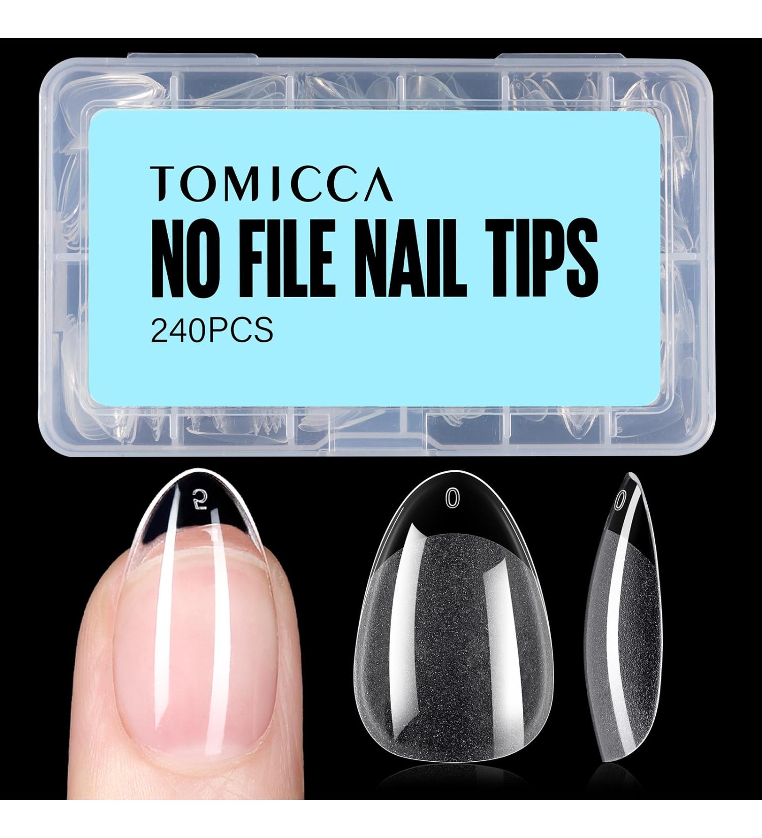 TOMICCA Short Almond Nail Tips - 240Pcs Half Matte Soft Gel & Acrylic Pre-Shaped Full Cover Nails for Nail Extensions - 12 Sizes Available - Buy Online on SooperMarket.com