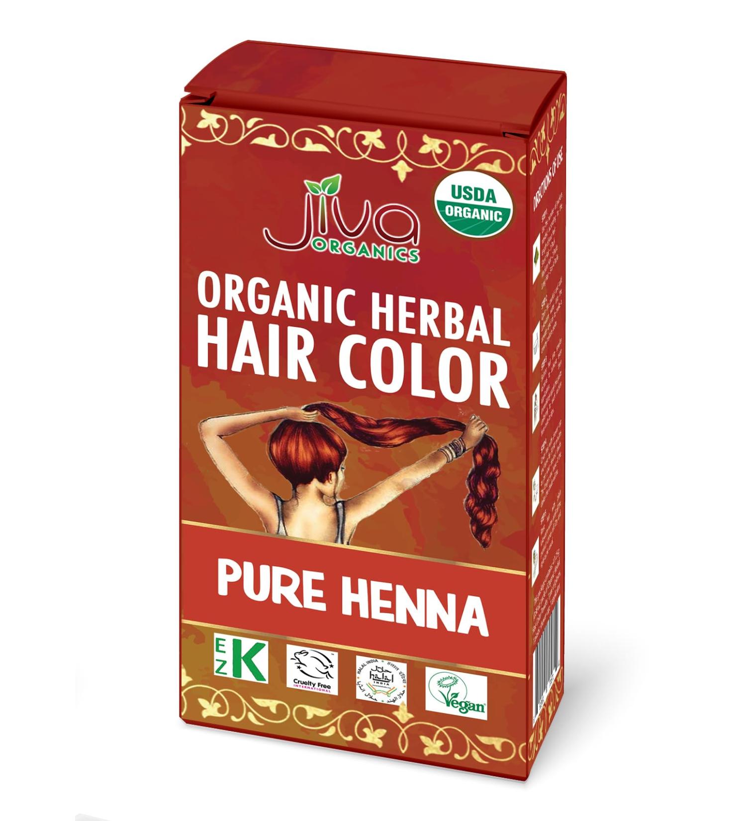 Jiva Organic Henna Powder for Hair - 100% Pure Certified Organic Hair Colorant - No Chemicals Vegan Cruelty-Free Shipping Worldwide - Buy Online on SooperMarket.com