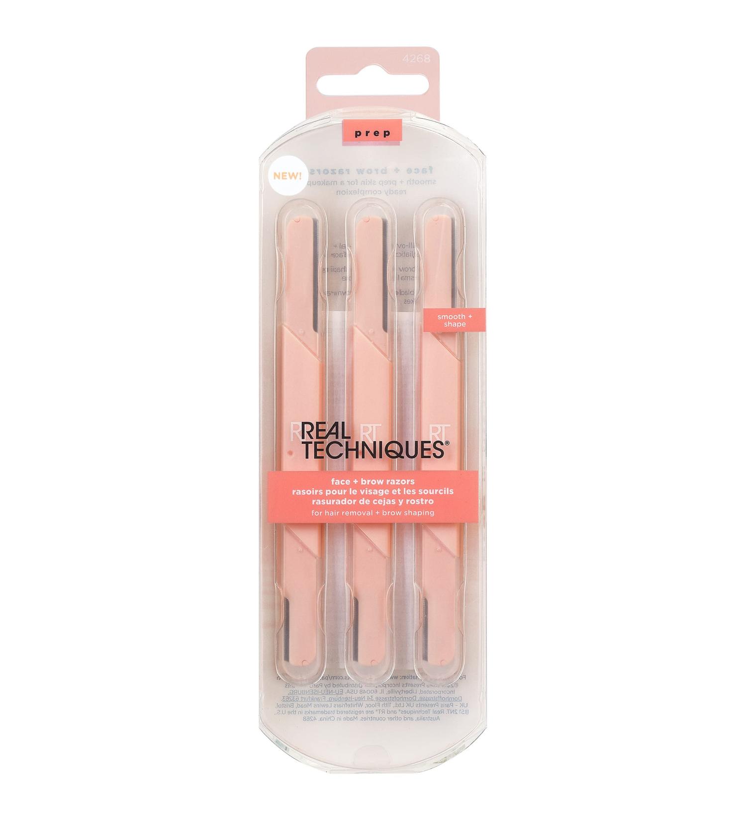 Real Techniques Dual Ended Face and Brow Razors - 3 Piece Set for Exfoliating, Dermaplaning, and Precision Trimming - Buy Online on SooperMarket.com