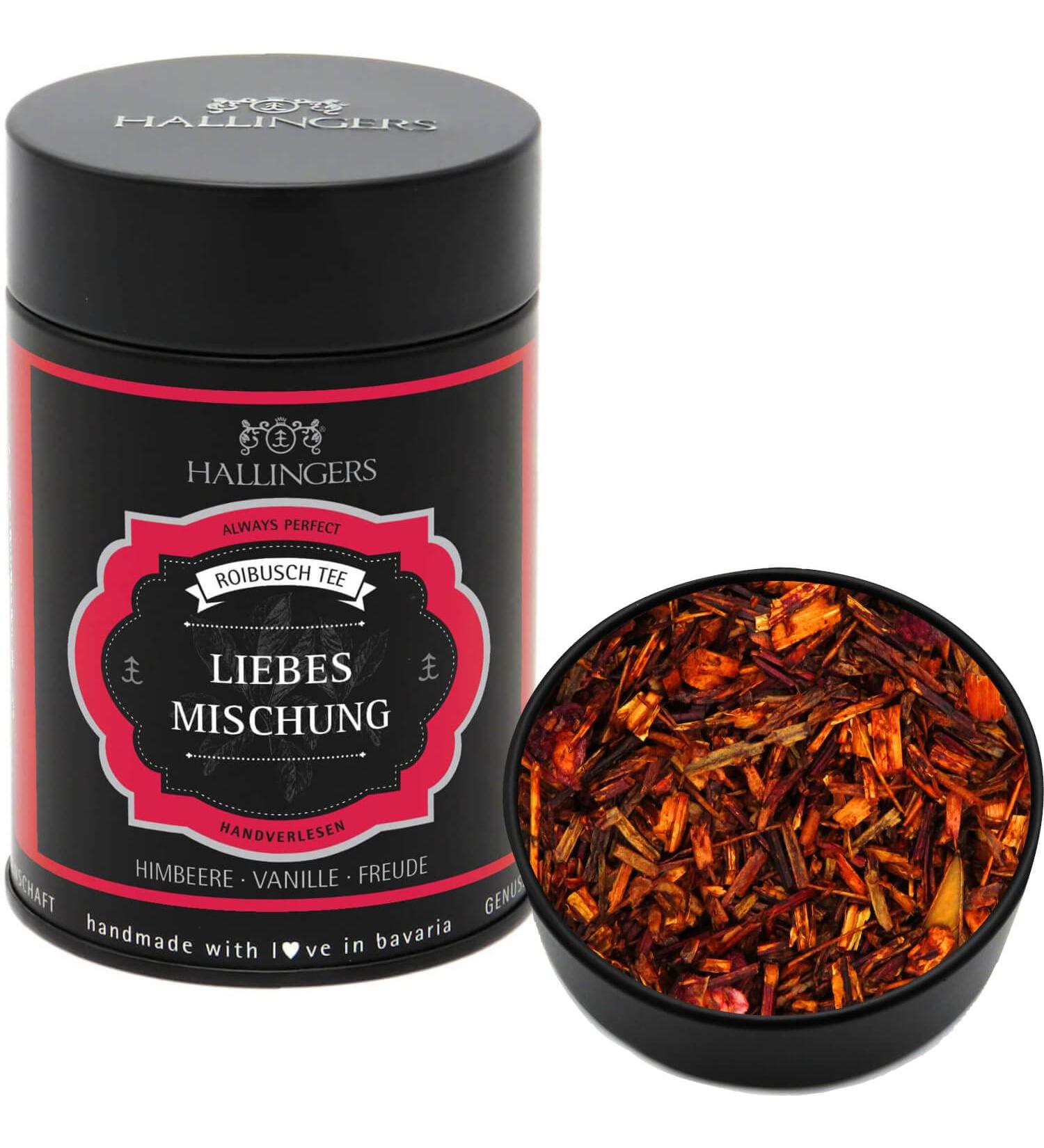 Hallinger's Love Mix - Loose Rooibos Tea with Raspberry & Vanilla | Perfect Mother's Day & Father's Day Gift | 120g Can - Wedding & Anniversary Ideas - Buy Online on SooperMarket.com