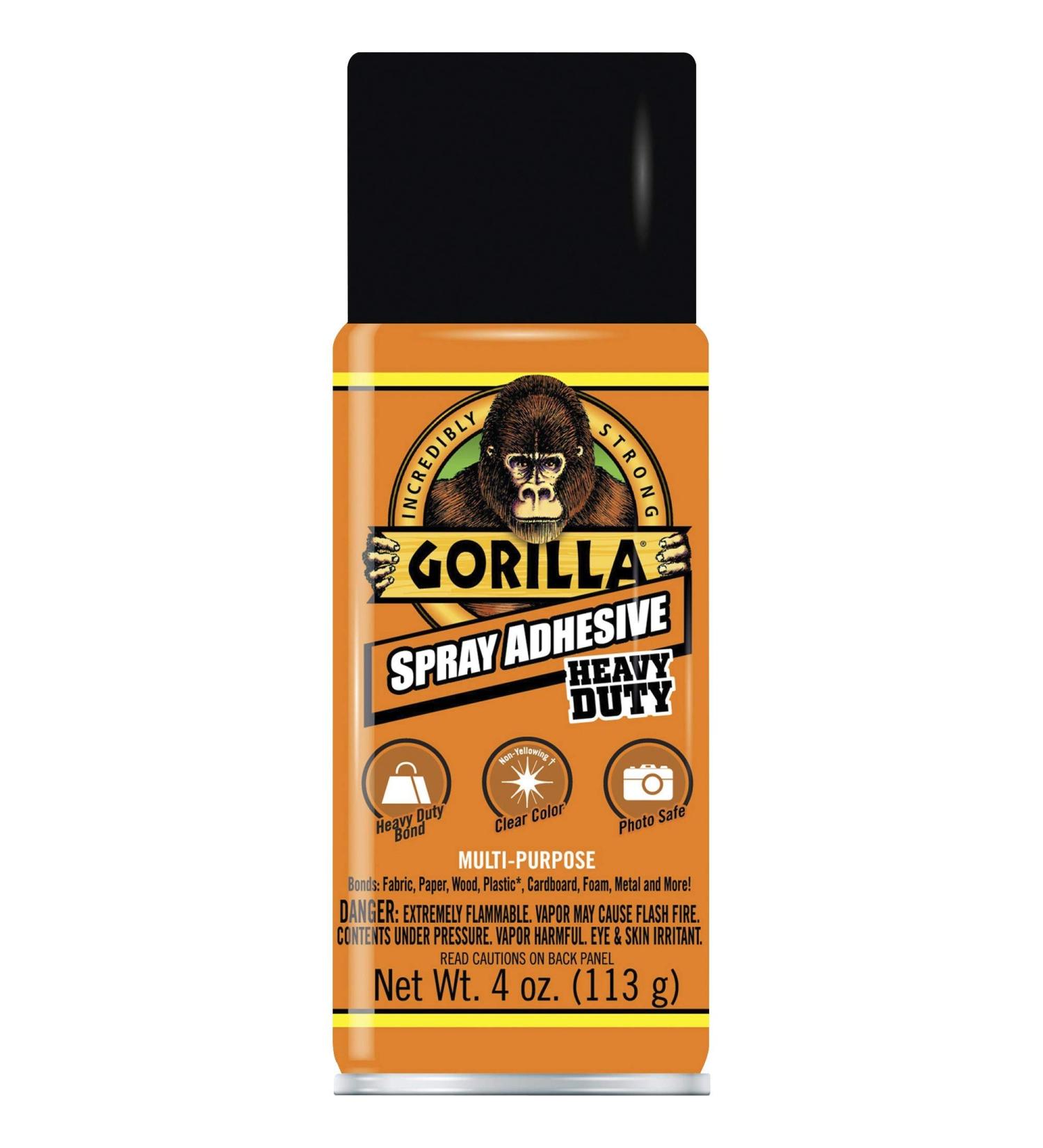 Gorilla Heavy Duty Spray Adhesive 4oz Clear - Multipurpose & Repositionable | Pack of 1 - Buy Online on SooperMarket.com
