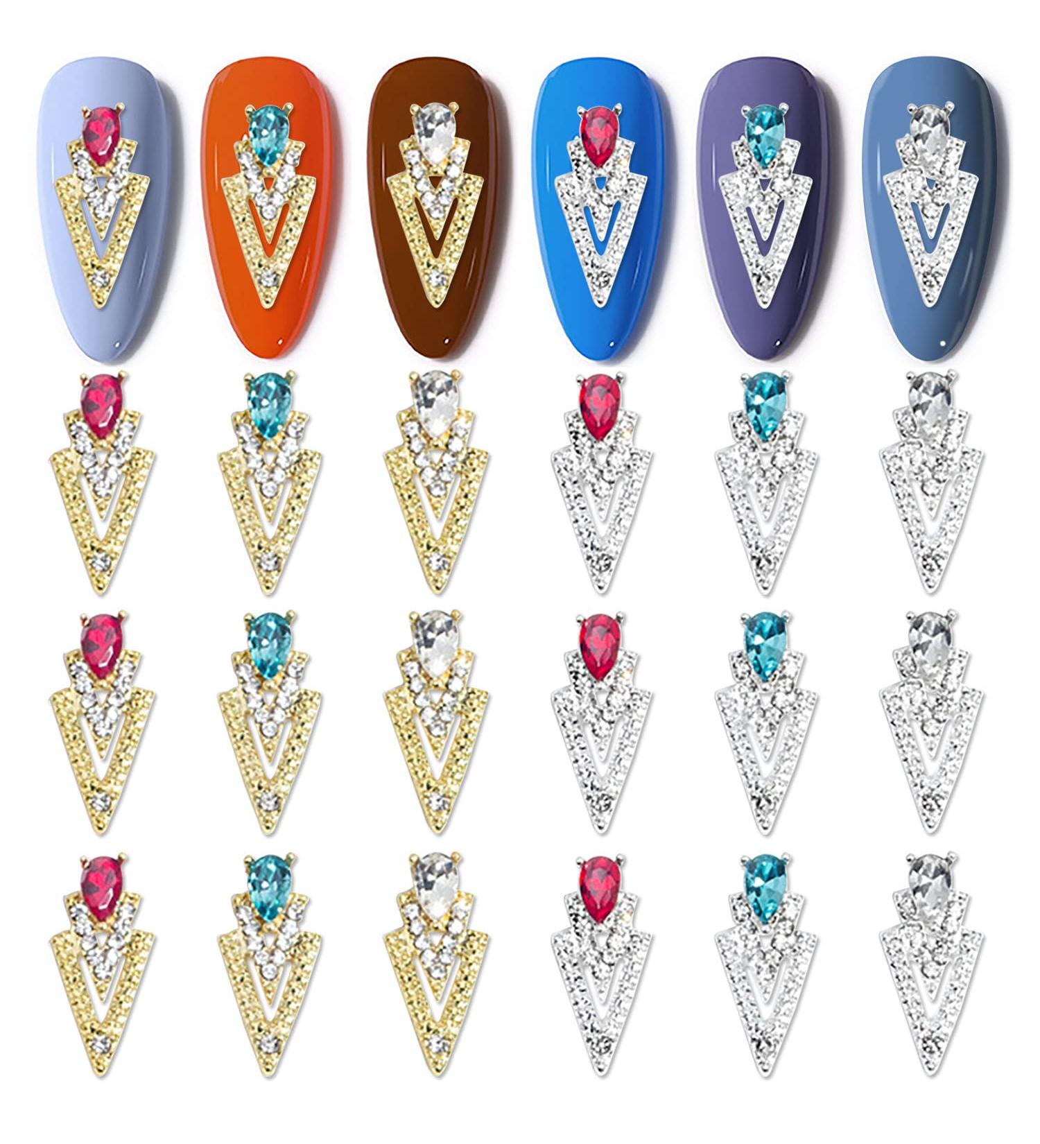 30pcs Mix Gold and Silver Nail Charms - Triangle and Drop Shape 3D Nail Jewelry for Acrylic Nails Art - DIY Crafts Accessory for Women and Girls - Buy Online on SooperMarket.com