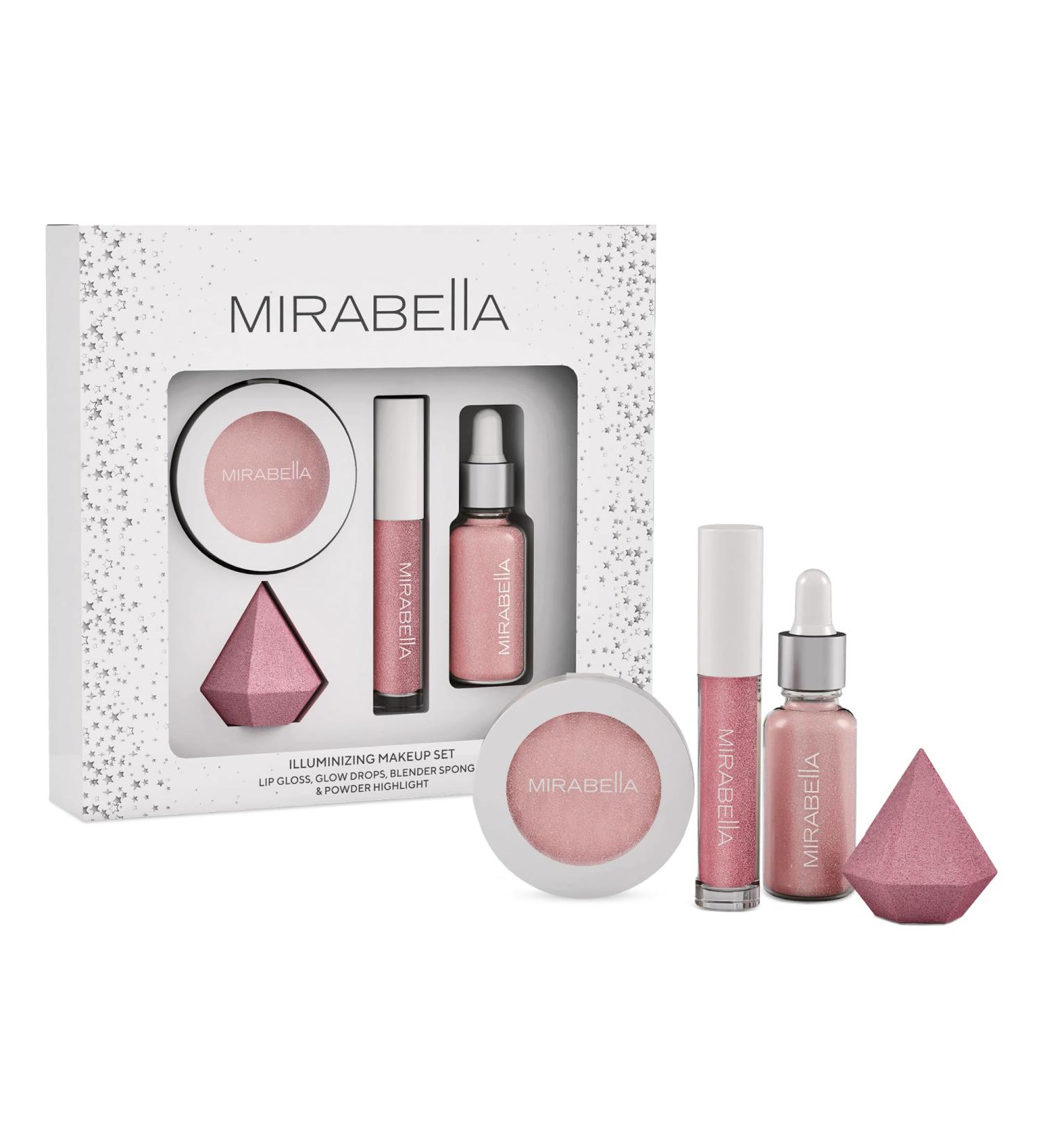 Shop Mirabella 4-Piece Makeup Set - Illuminizing Holiday Gift for Women & Girls | Talc-Free Paraben-Free | Lip Gloss Glow Drops & More - Buy Online on SooperMarket.com