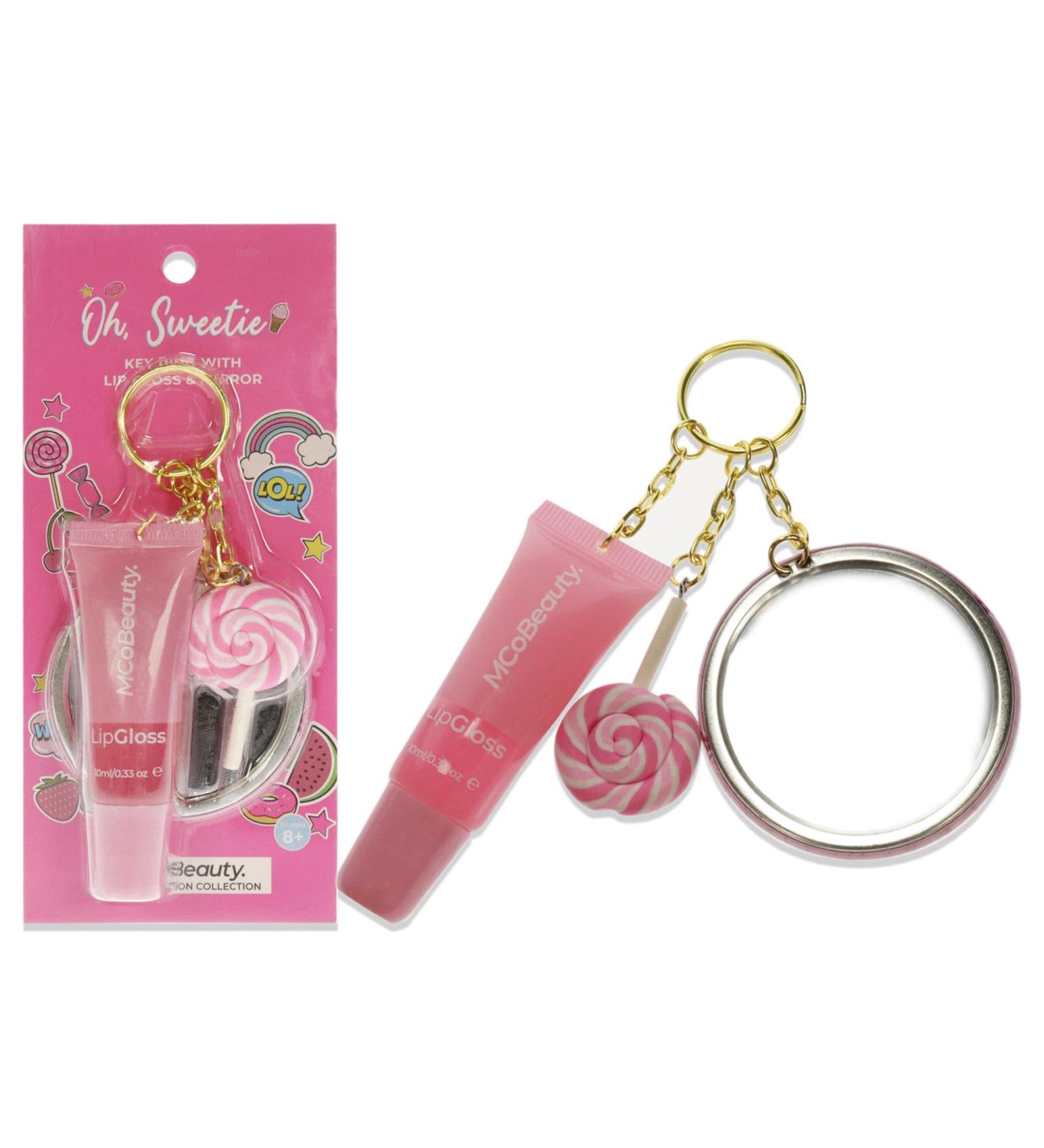 MCoBeauty Oh Sweetie Keyring With Lip Gloss And Mirror - Adds Hydration And High Shine To Lips With A Fruity Scent - Achieve Flawless Application Every Time - Candy - 0.34 Oz