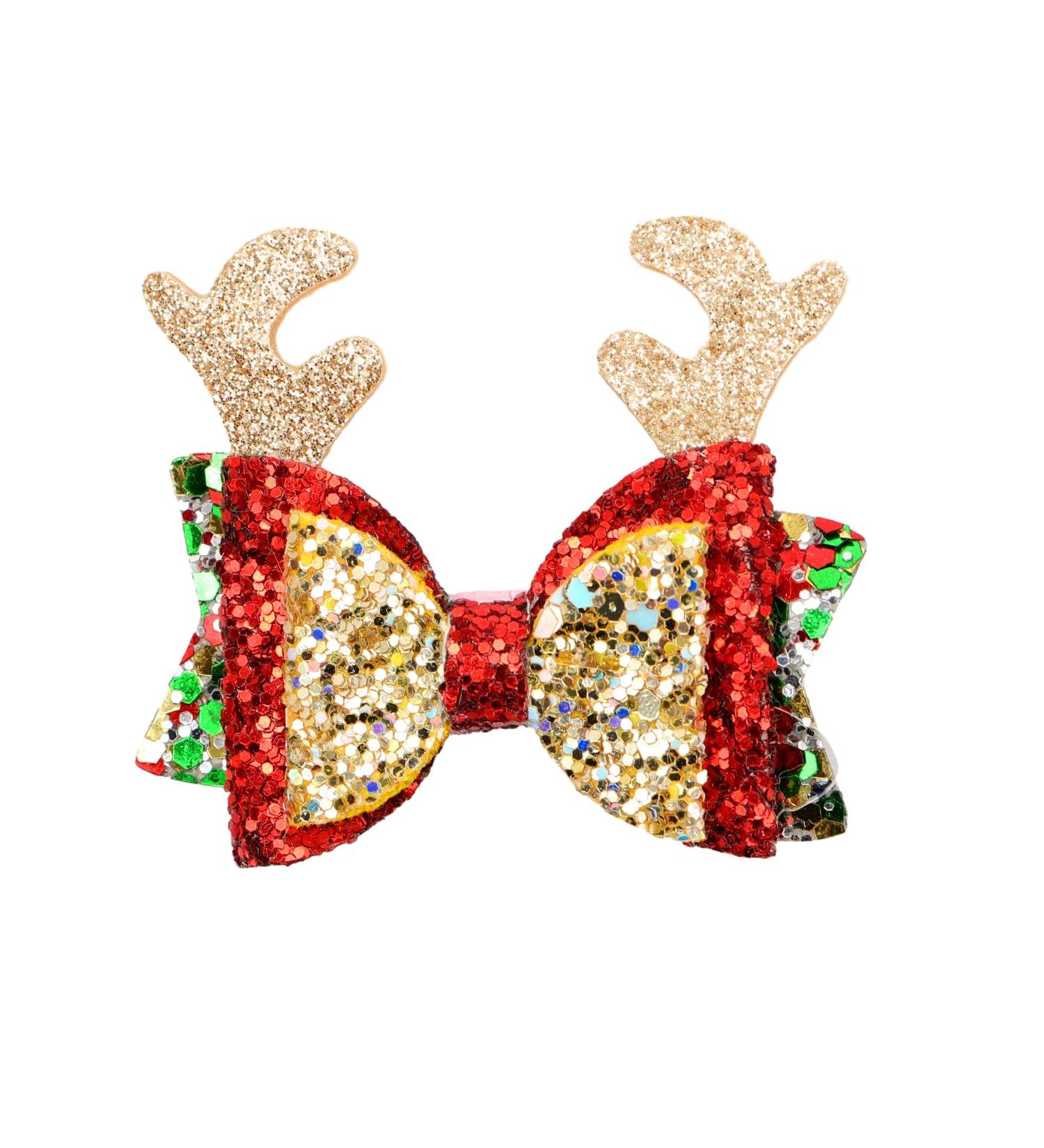 Glitter Christmas Hair Clip Cute Christmas Hair Clips Fashion Christmas Bows Clip Christmas Barrettes Christmas Hair Accessories for Women Christmas Party Supplies - Buy Online on SooperMarket.com