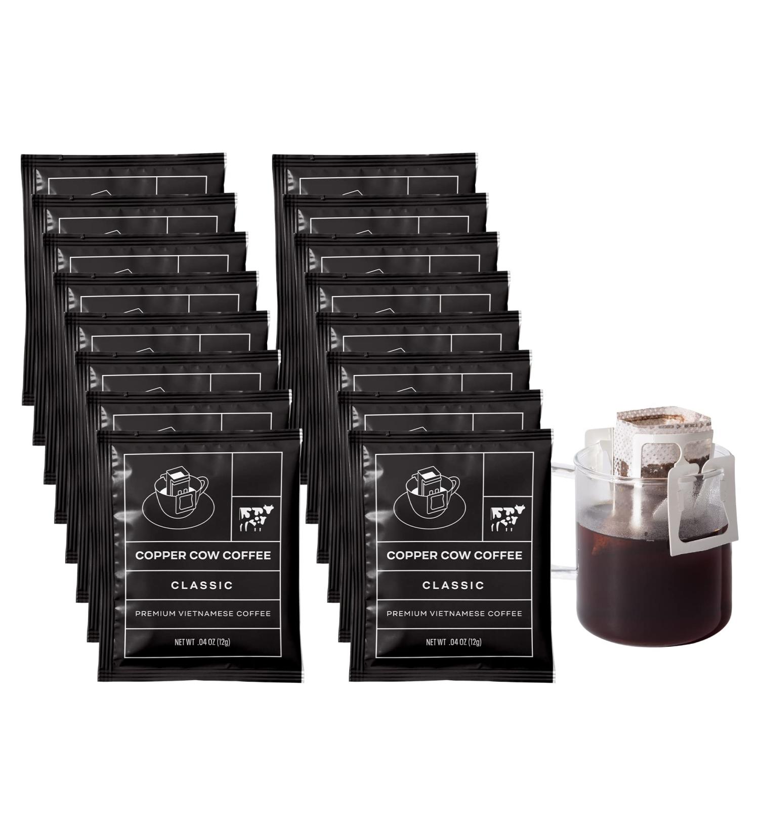 Copper Cow Coffee Premium Vietnamese Single-Serve Black Coffee 16 Count Pack - Classic Black Coffee - Buy Online on SooperMarket.com