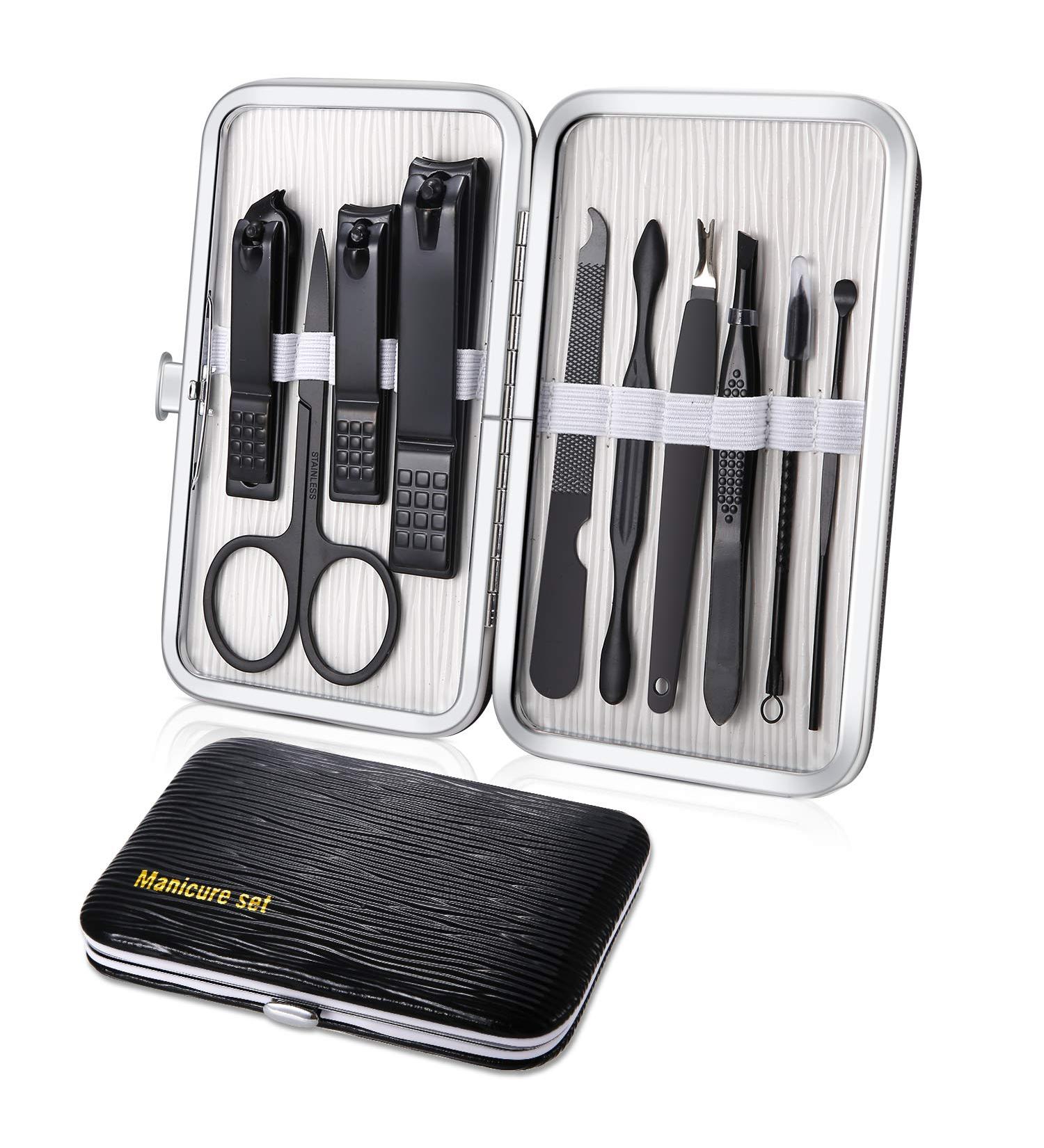 10-Part Manicure & Pedicure Set - Nail Clipper Kit Scissors & Nail Care Essentials | Travel Beauty Kit (Black & White) - Shop Internationally! - Buy Online on SooperMarket.com