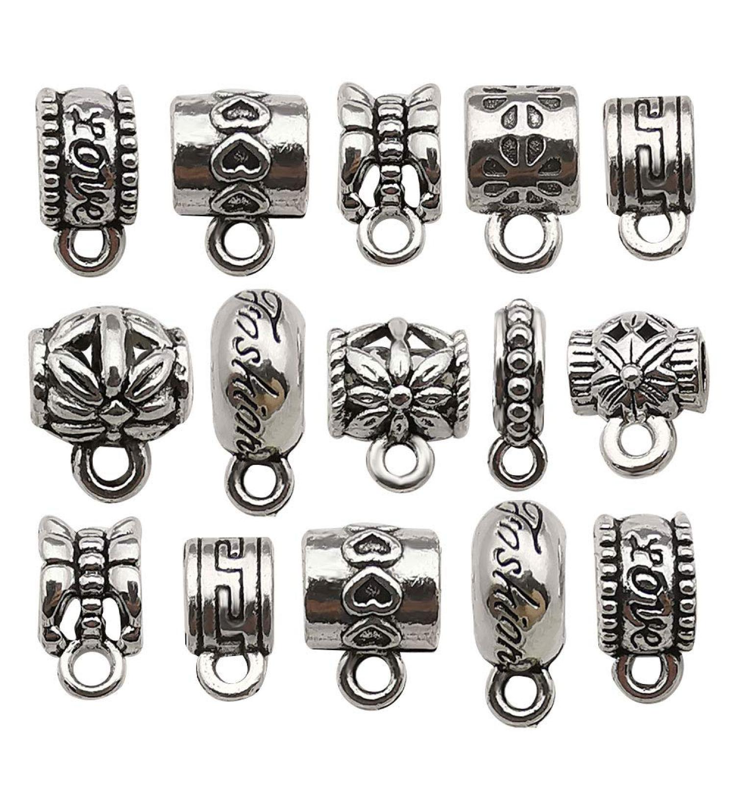 100pcs Clasp Bail Tube Beads for Jewelry Making - DIY Necklace Bracelet Charms (M611) - Buy Online on SooperMarket.com