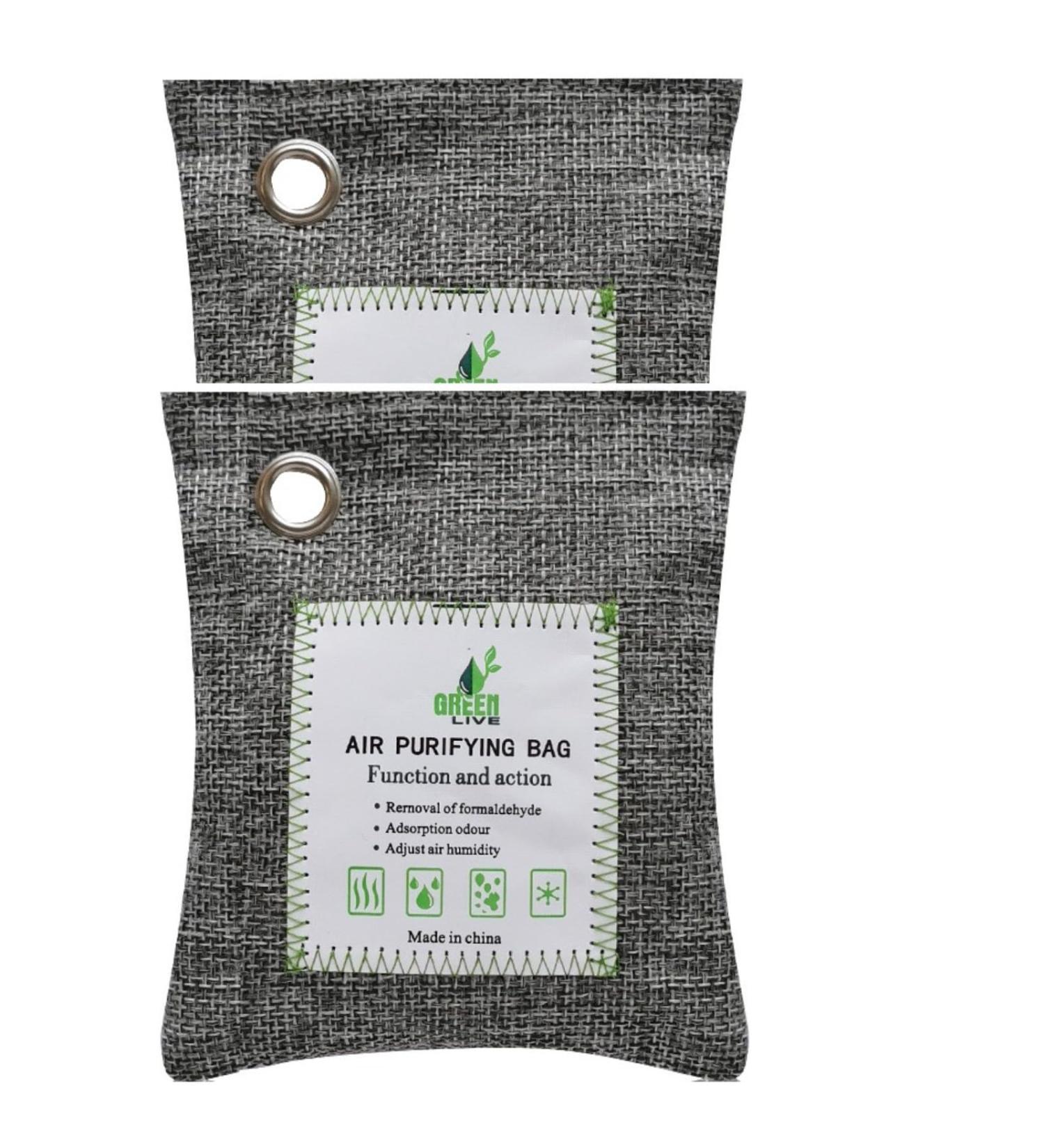 Lijuang Air Purifier Bag - 2 Pack (2x100g) | Natural Bamboo Activated Carbon Odor Remover for Car Home & Bedroom | Freshen Air in Apartments & Cupboards - Buy Online on SooperMarket.com