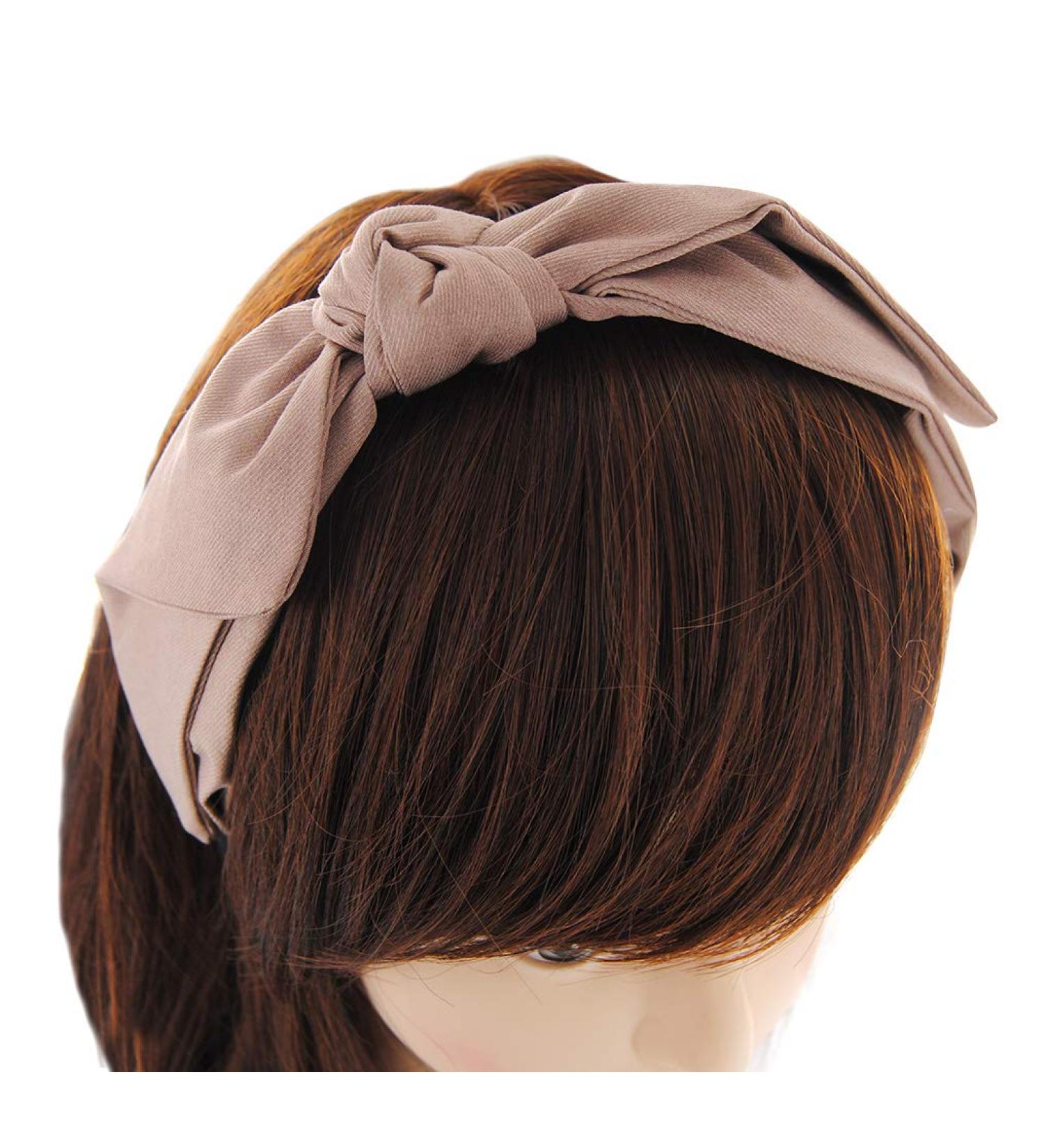 Buy Axy Vintage Bow Headband for Ladies | Light Shine Beige Fabric Hairband - Stylish & Elegant - Buy Online on SooperMarket.com