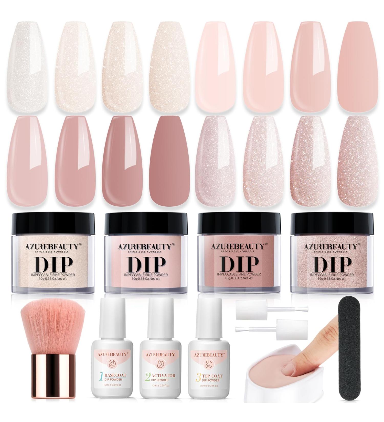 AZUREBEAUTY Dip Powder Nail Kit - 4 Colors All Season Nude Glitter | DIY French Manicure & Salon Quality Nail Art at Home - Buy Online on SooperMarket.com