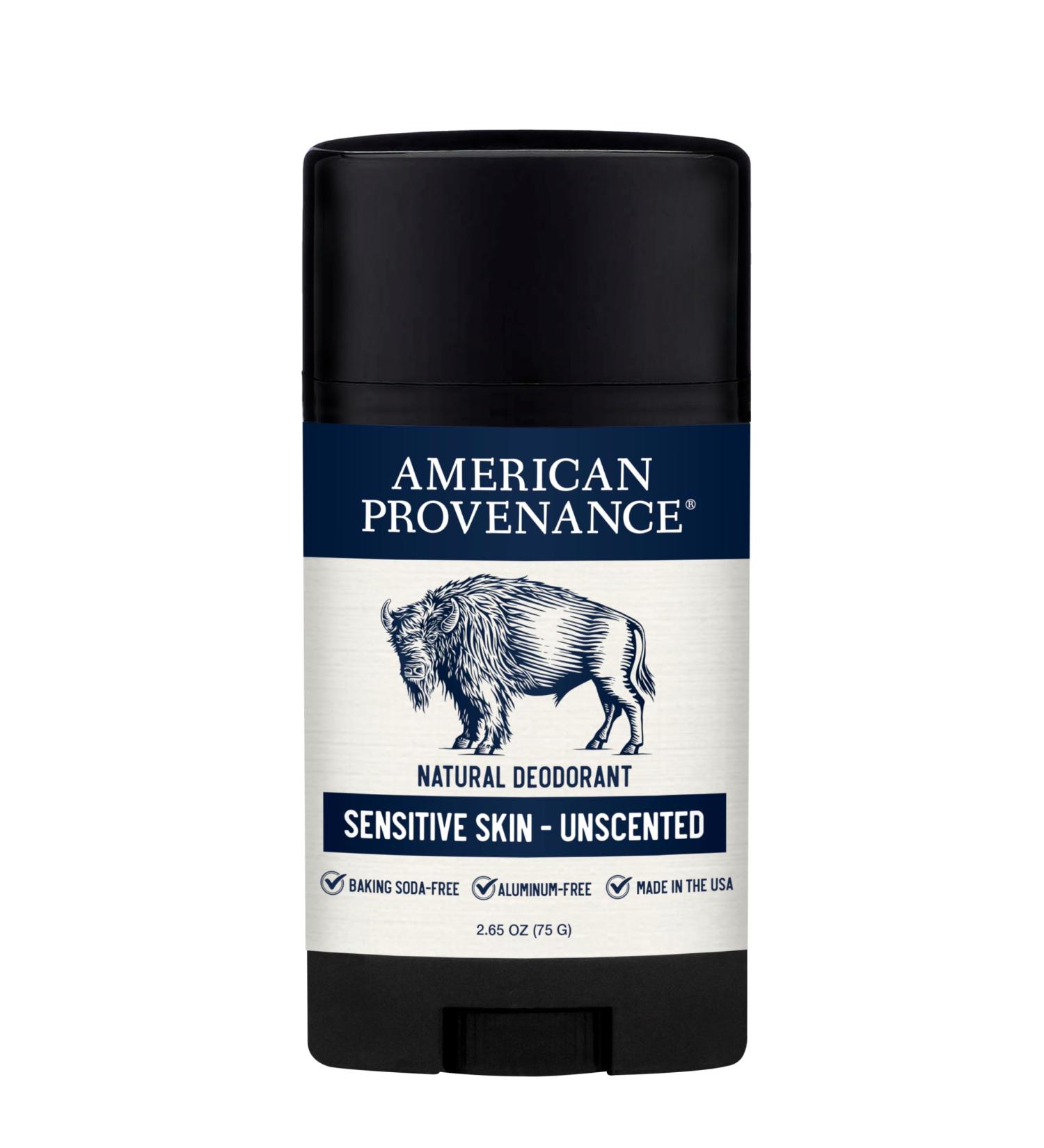 American Provenance Aluminum Free Natural Deodorant For Women and Men - SENSITIVE SKIN and UNSCENTED - 24 Hour Odor Protection Cruelty Free - Made in the USA (1 pack) - Buy Online on SooperMarket.com