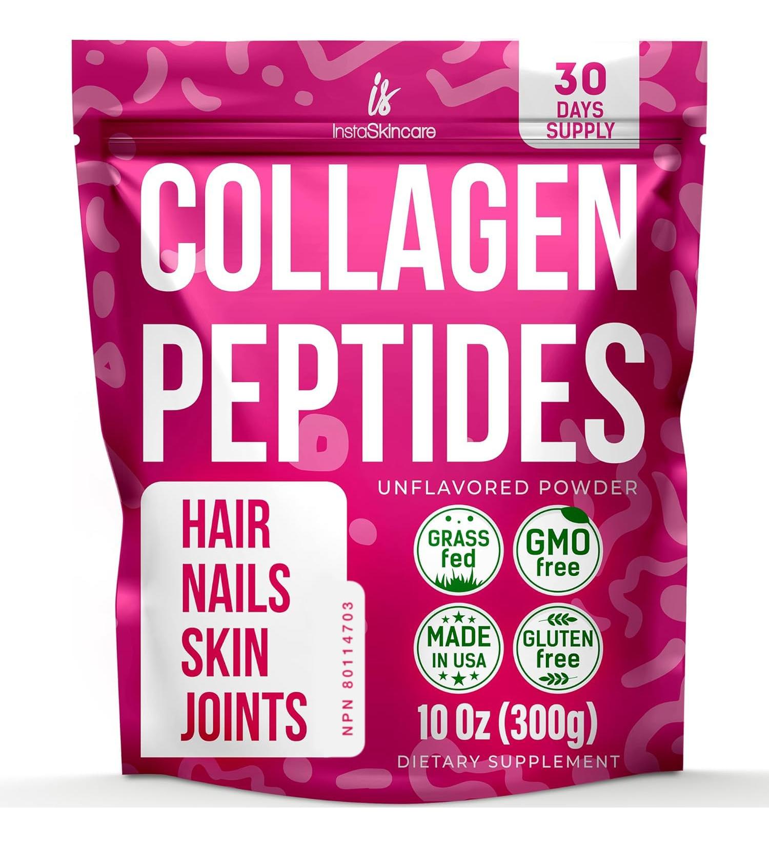 Collagen Peptides Powder for Women Hydrolyzed Collagen Protein Types I and III Non-GMO Grass-Fed Gluten-Free Kosher and Pareve Unflavored Easy to Mix Drink Healthy Hair Skin Joints Nails 10Oz (300g) 30 Servings (Pack of 1) - Buy Online on SooperMarket.com