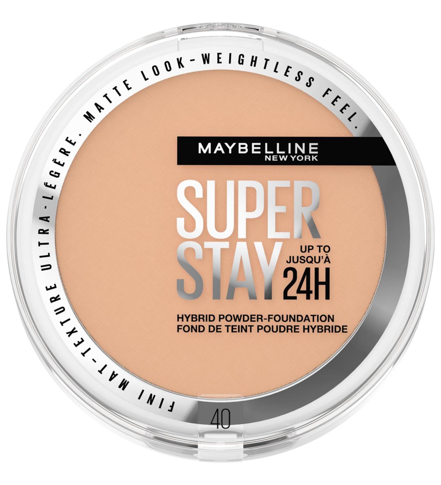 Maybelline SuperStay 24H Hybrid Powder Foundation 40 - Medium to Full Coverage, Long-lasting & Sweat Resistant - Buy Online on SooperMarket.com