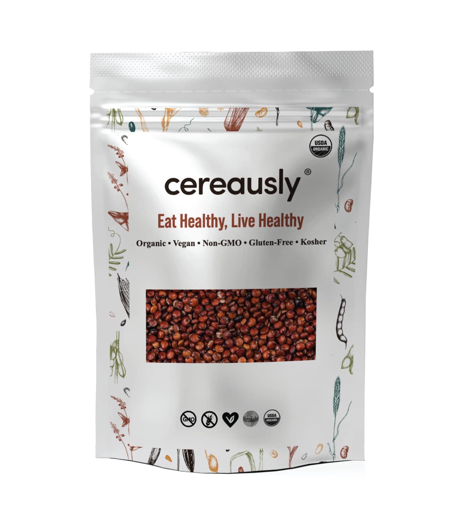 CEREAUSLY Organic Red Quinoa Bulk - 4 Lb Bolivian Royal NON-GMO Kosher Gluten-Free Vegan - Buy Online on SooperMarket.com