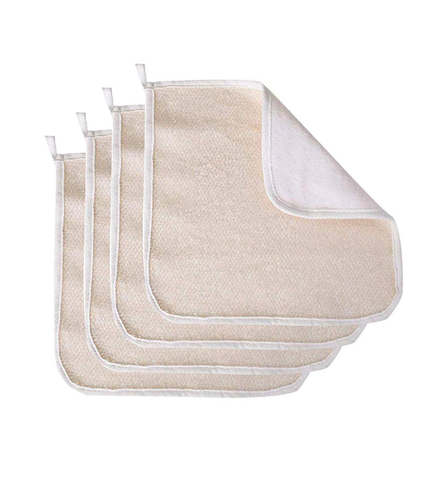 4 Pack Exfoliating Wash Cloth Towel Set for Skin Care - Soft-Weave Scrub Towel for Shower Scrubber & Dead Skin Removal - Buy Online on SooperMarket.com