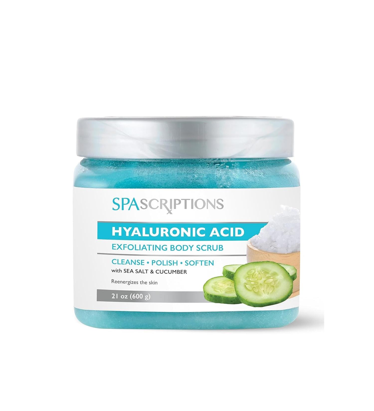 Shop Spascriptions Hyaluronic Acid Exfoliating Body Scrub 21 oz Ultra Hydrating & Nourishing Body Care for All Skin Types - Buy Online on SooperMarket.com