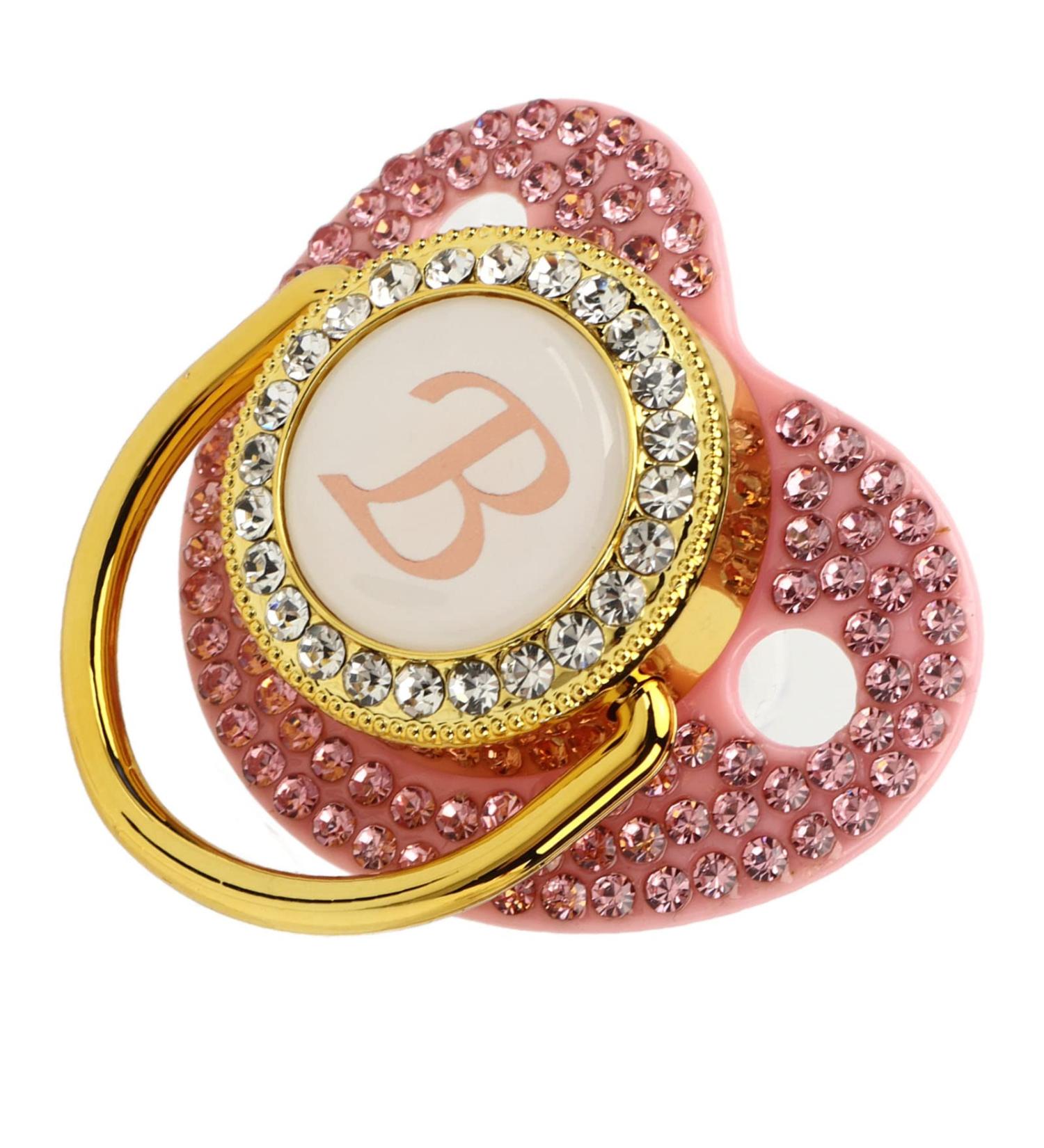 Gold Baby Pacifier Set - Rhinestone Covered Lightweight Pacifier for 6-18 Months - Perfect for Home Use (Letter B) - Buy Online on SooperMarket.com
