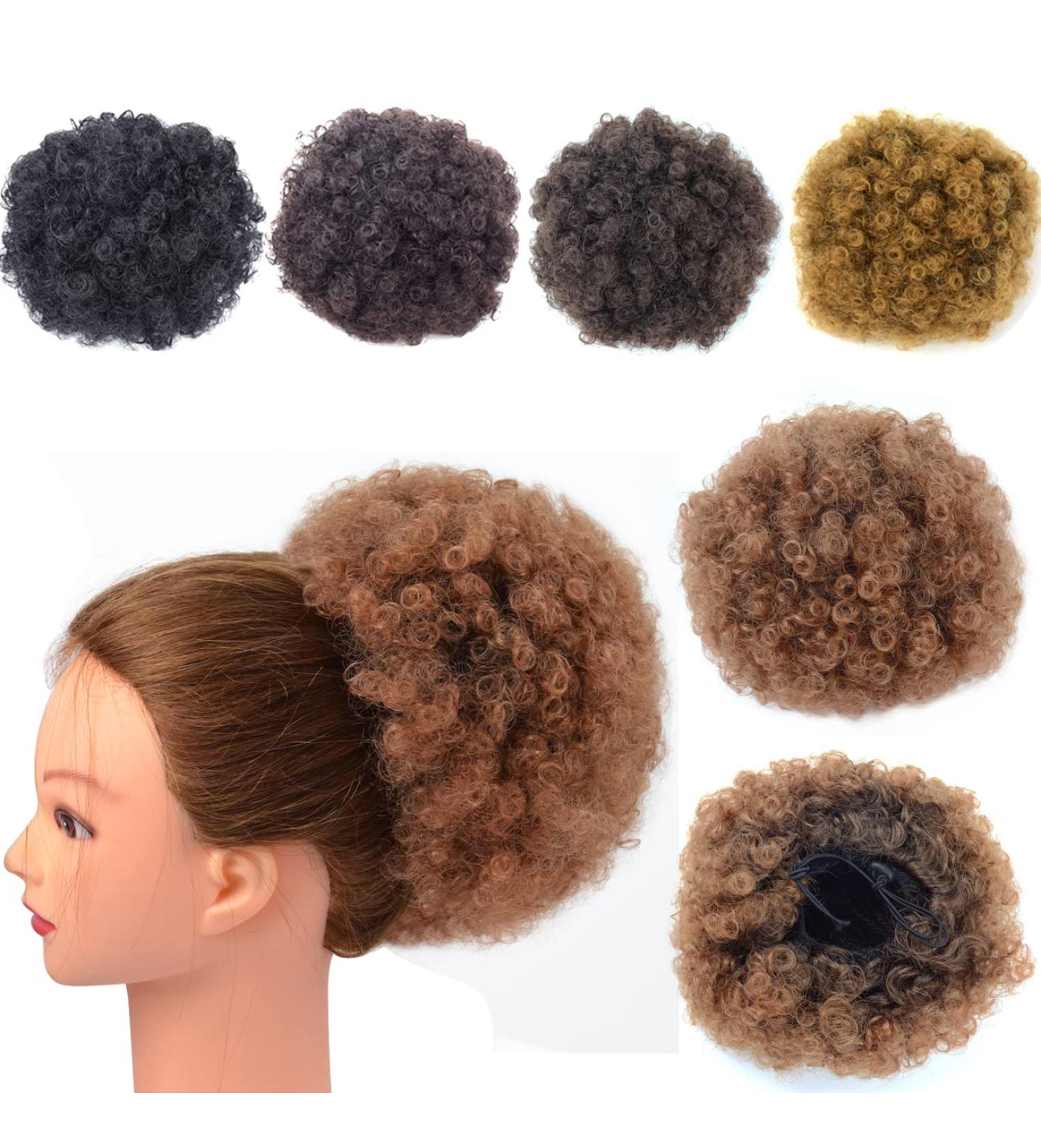 Short Kinky Curly Afro Puff Drawstring Ponytail Extension | Clip in Hairpiece for Women (Large T1B/30#) - Buy Online on SooperMarket.com