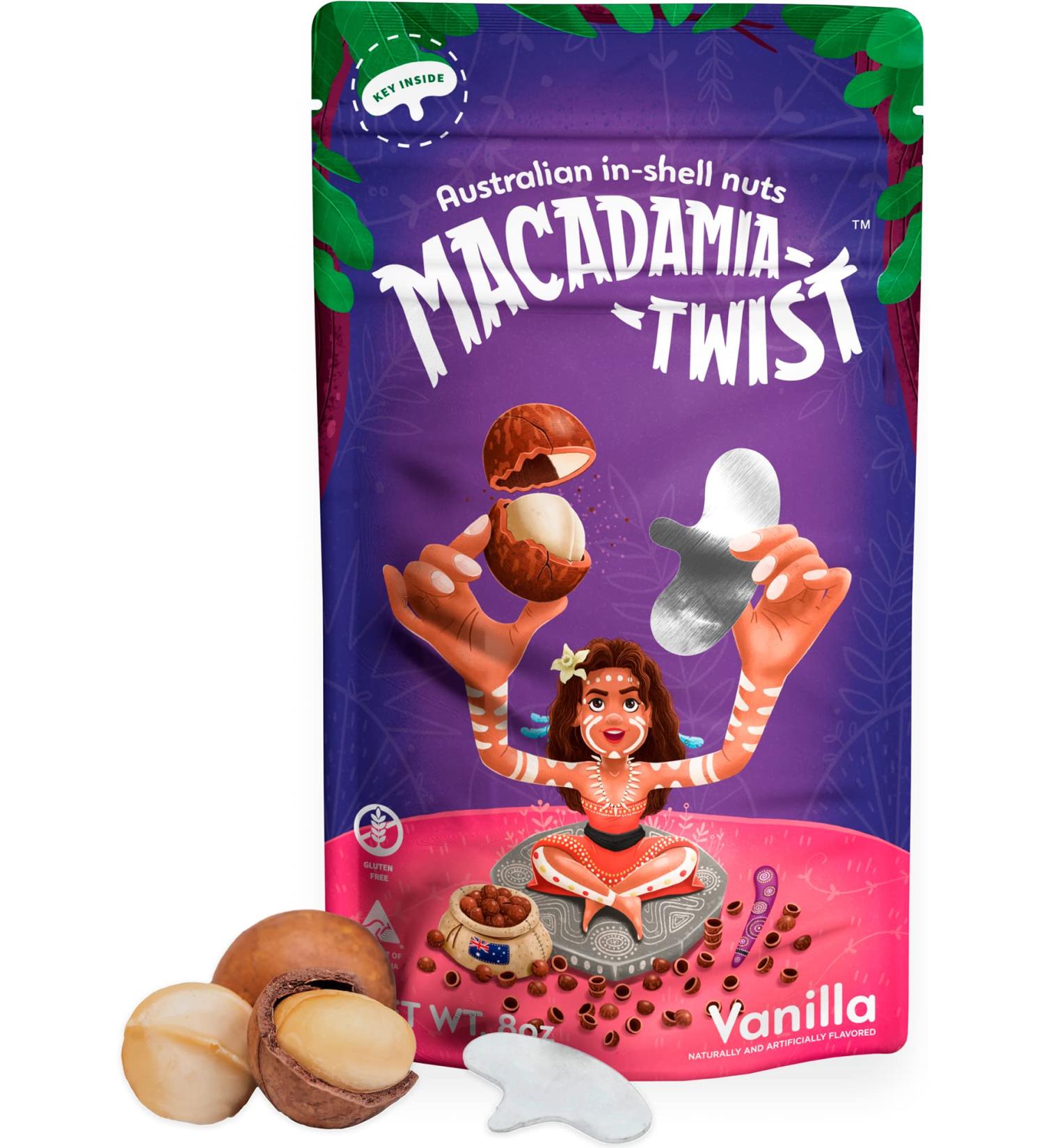 Premium Australian Macadamia Nuts in Shell - 8 Oz Vanilla Dry Roasted with Key Device for Easy Opening - Buy Online on SooperMarket.com