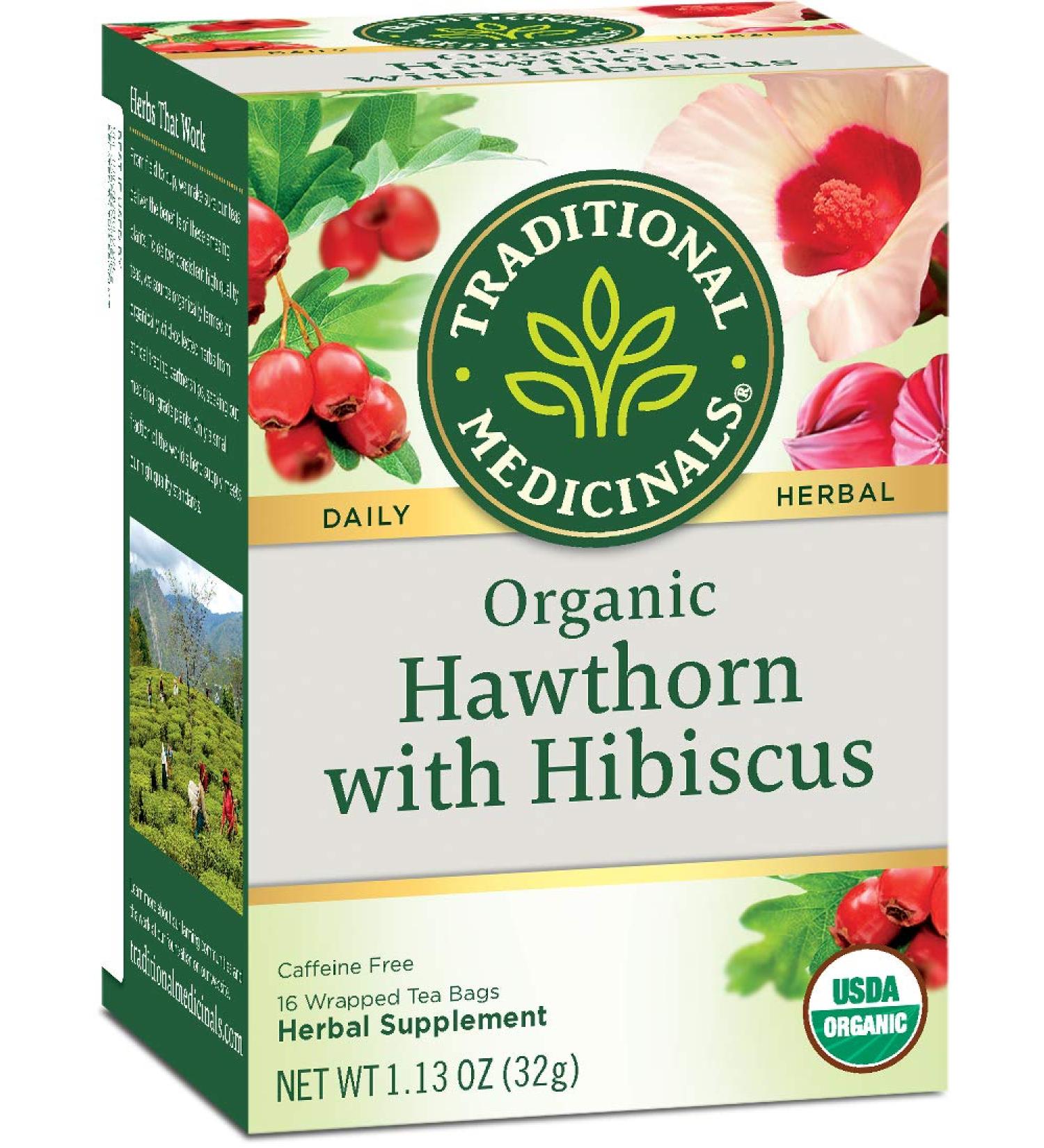 Organic Hawthorn & Hibiscus Herbal Tea | Heart Health Support | 16 Tea Bags - Buy Online on SooperMarket.com