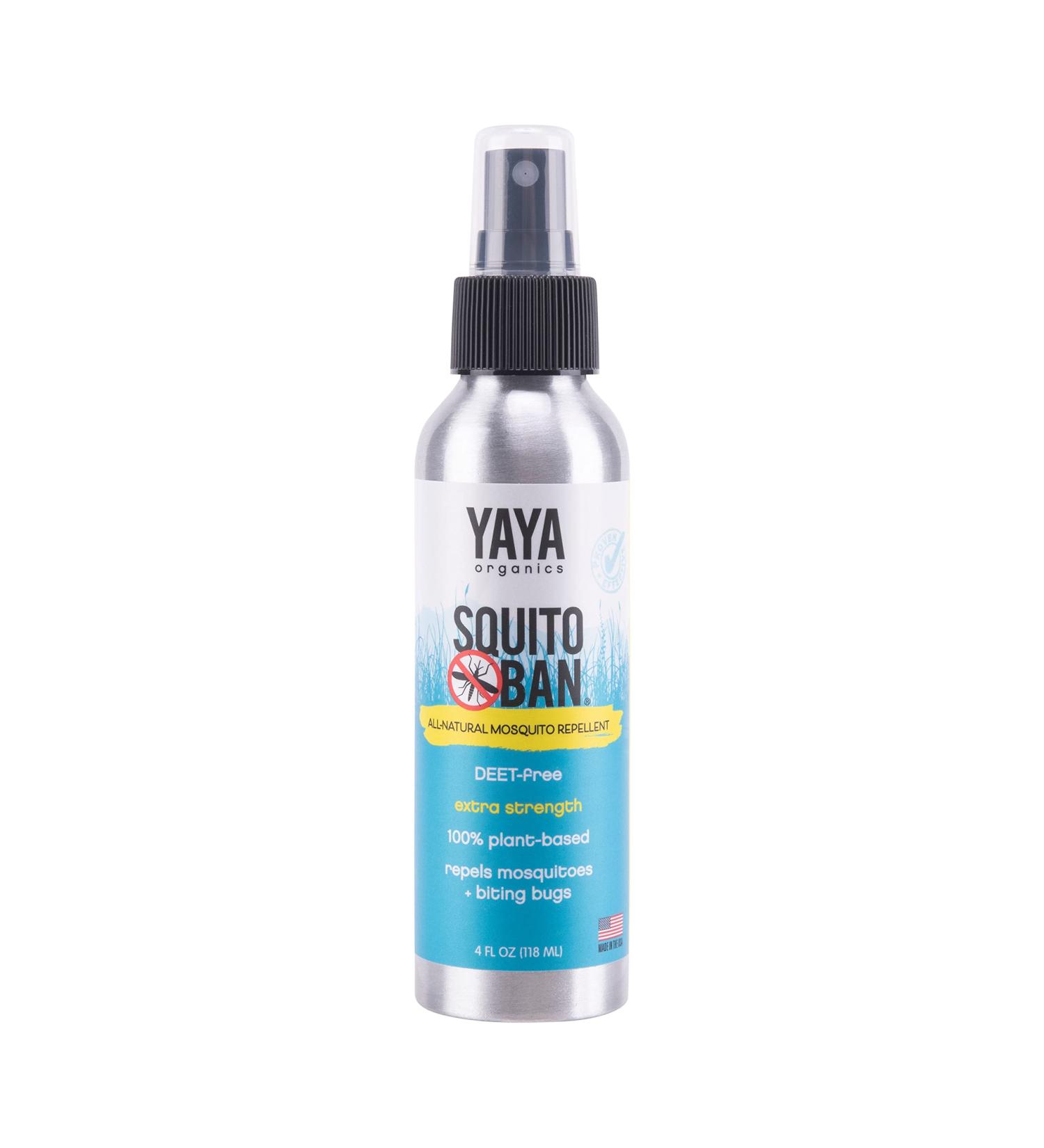 Squito Ban Mosquito Repellent Spray by Yaya Organics | All Natural, Proven Effective, Family Friendly, Deet-Free | 4oz - Buy Online on SooperMarket.com