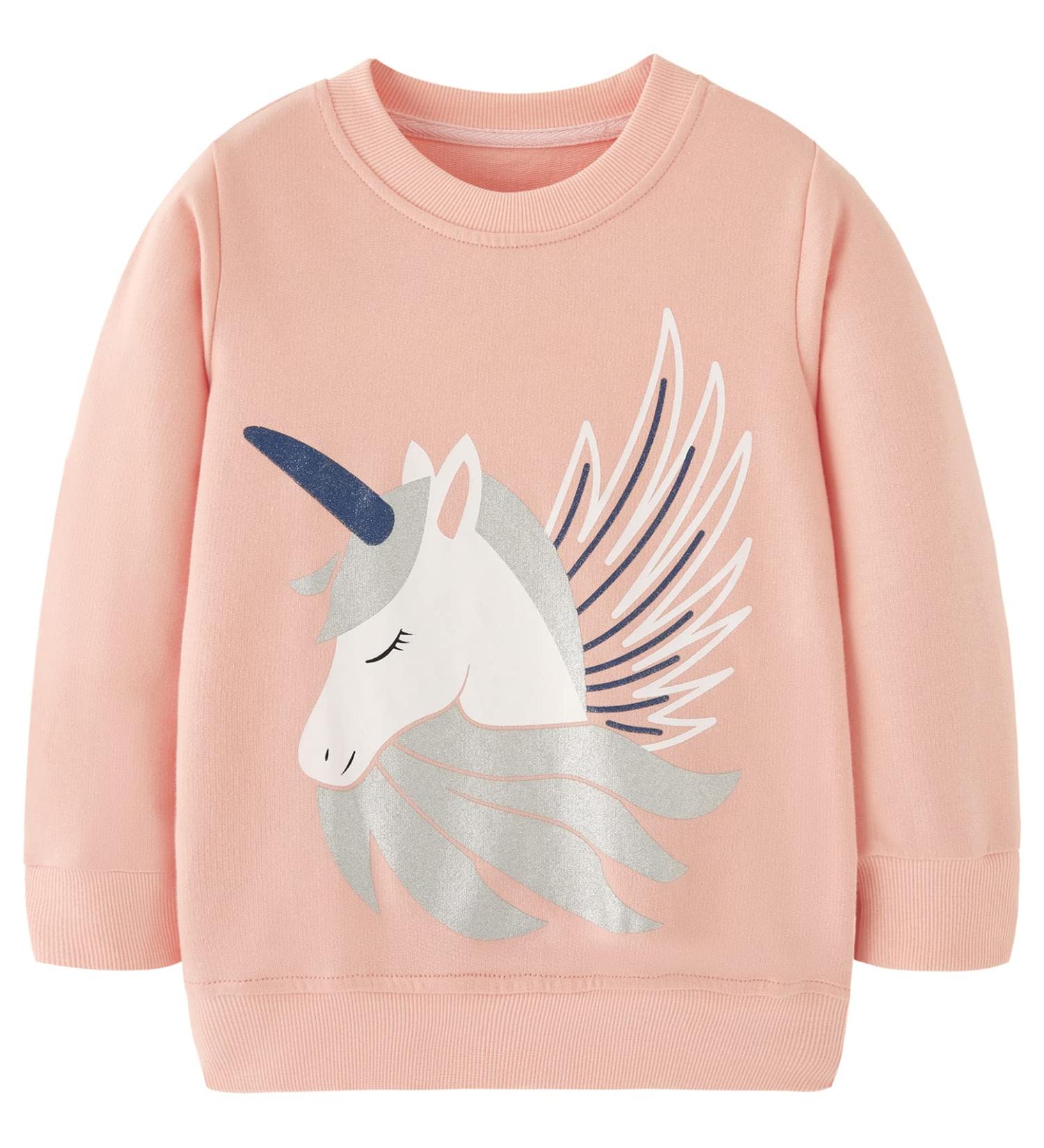Girls Unicorn Sweatshirt - Long Sleeve Cotton Top for Kids 11-12 Years | Toddler Casual Jumper T-Shirt | Age 1-12 Toddler Clothes - Buy Online on SooperMarket.com