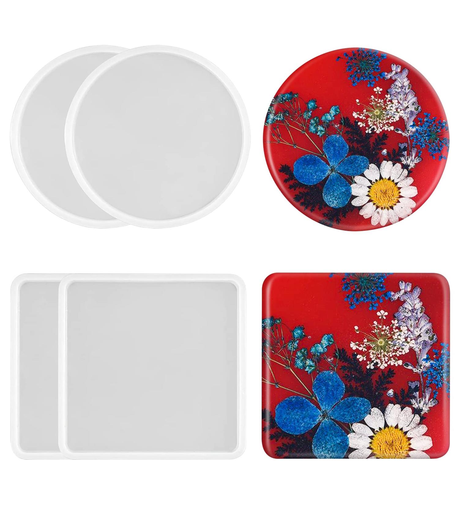 Thickened Coaster & Candle Holder Resin Molds - 4pc Set for DIY Epoxy Resin Casting and Home Decor - Buy Online on SooperMarket.com