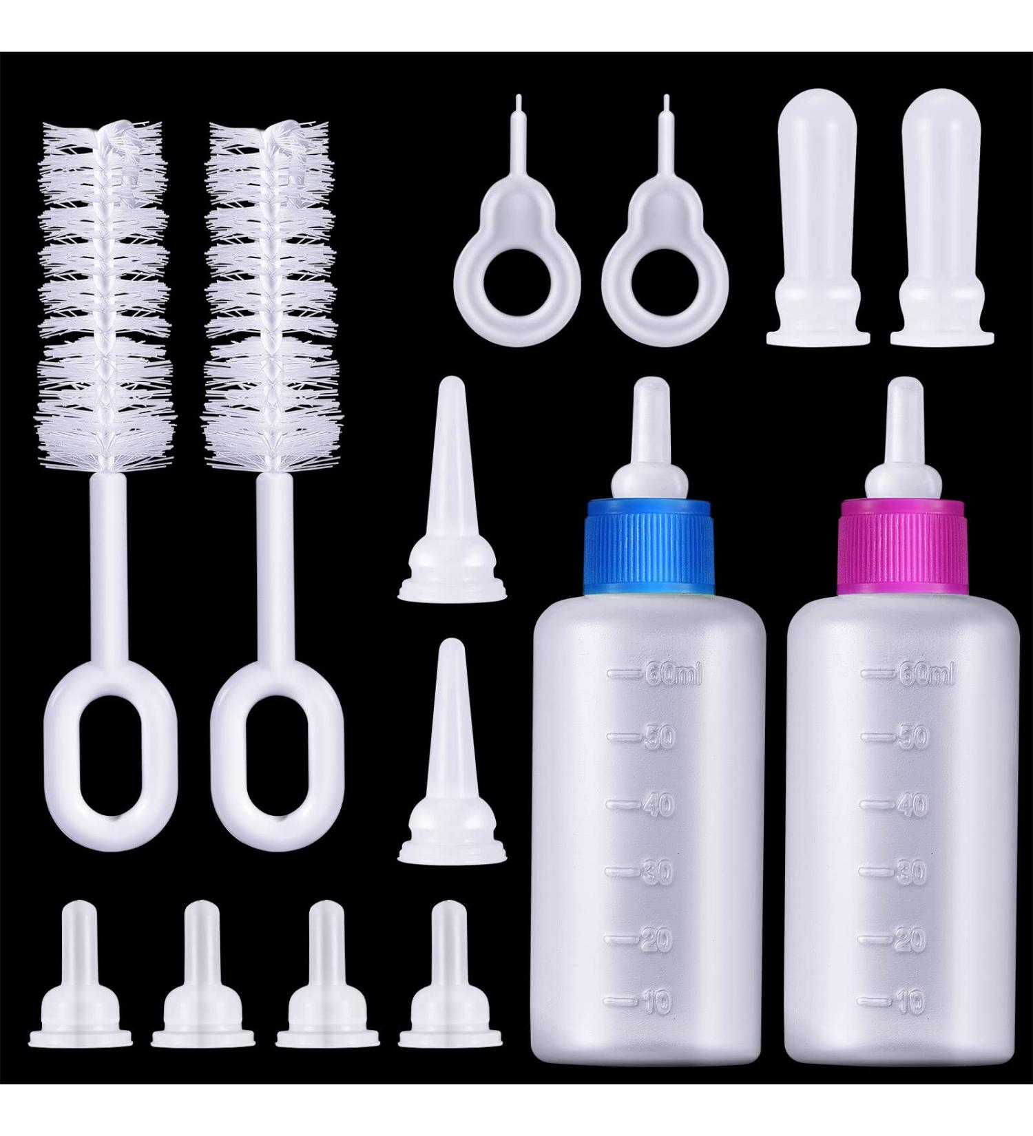 Tondiamo 16-Piece Pet Feeding Bottle Kit | Kitten Milk Replacer & Puppy Feeder Set with Replacement Nipples | Nursing Supplies for Newborn Small Animals - Blue/Pink - Buy Online on SooperMarket.com