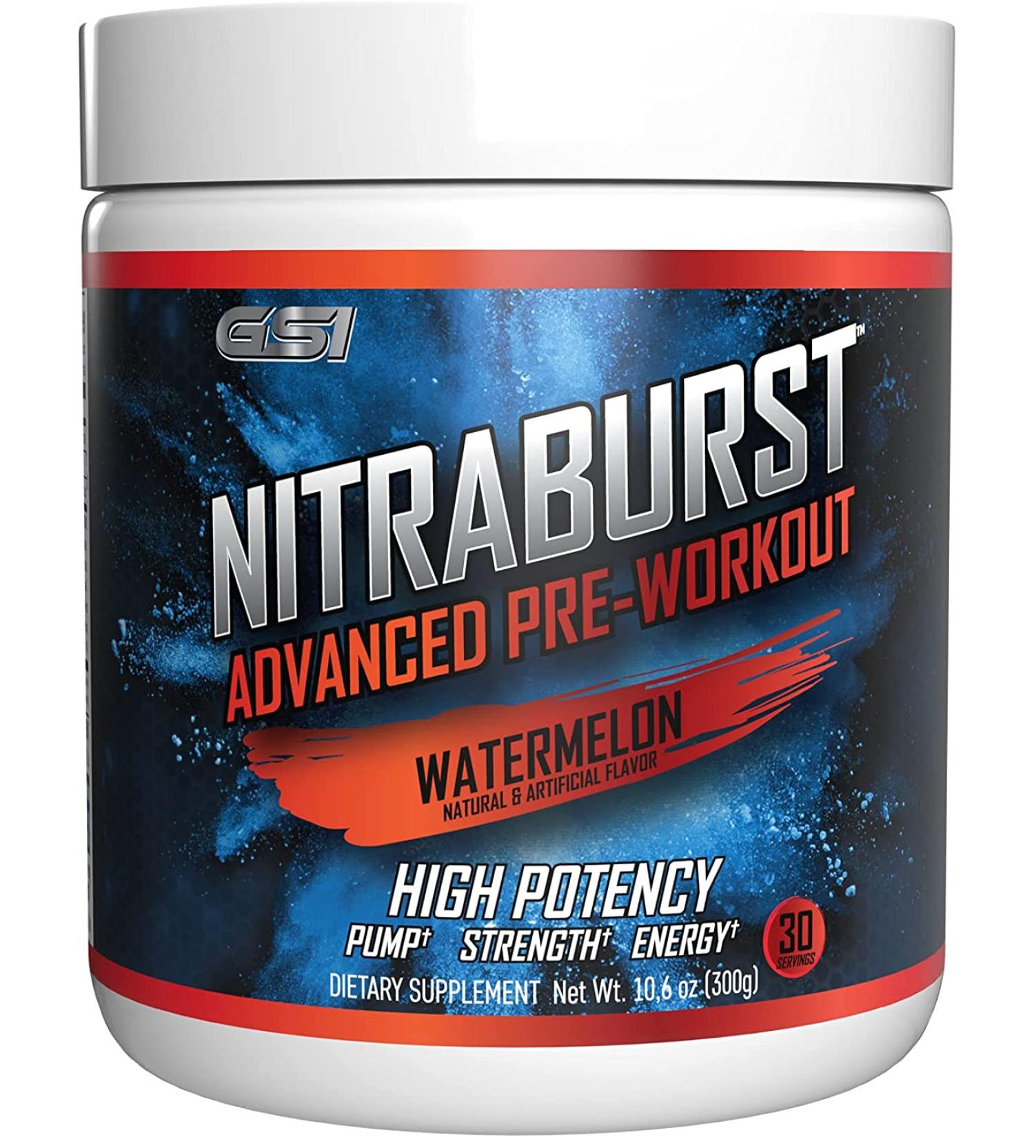 Giant Sports Nitraburst Advanced Pre-Workout - Watermelon Flavor - 30 Servings (10.6 Oz) - Buy Online on SooperMarket.com