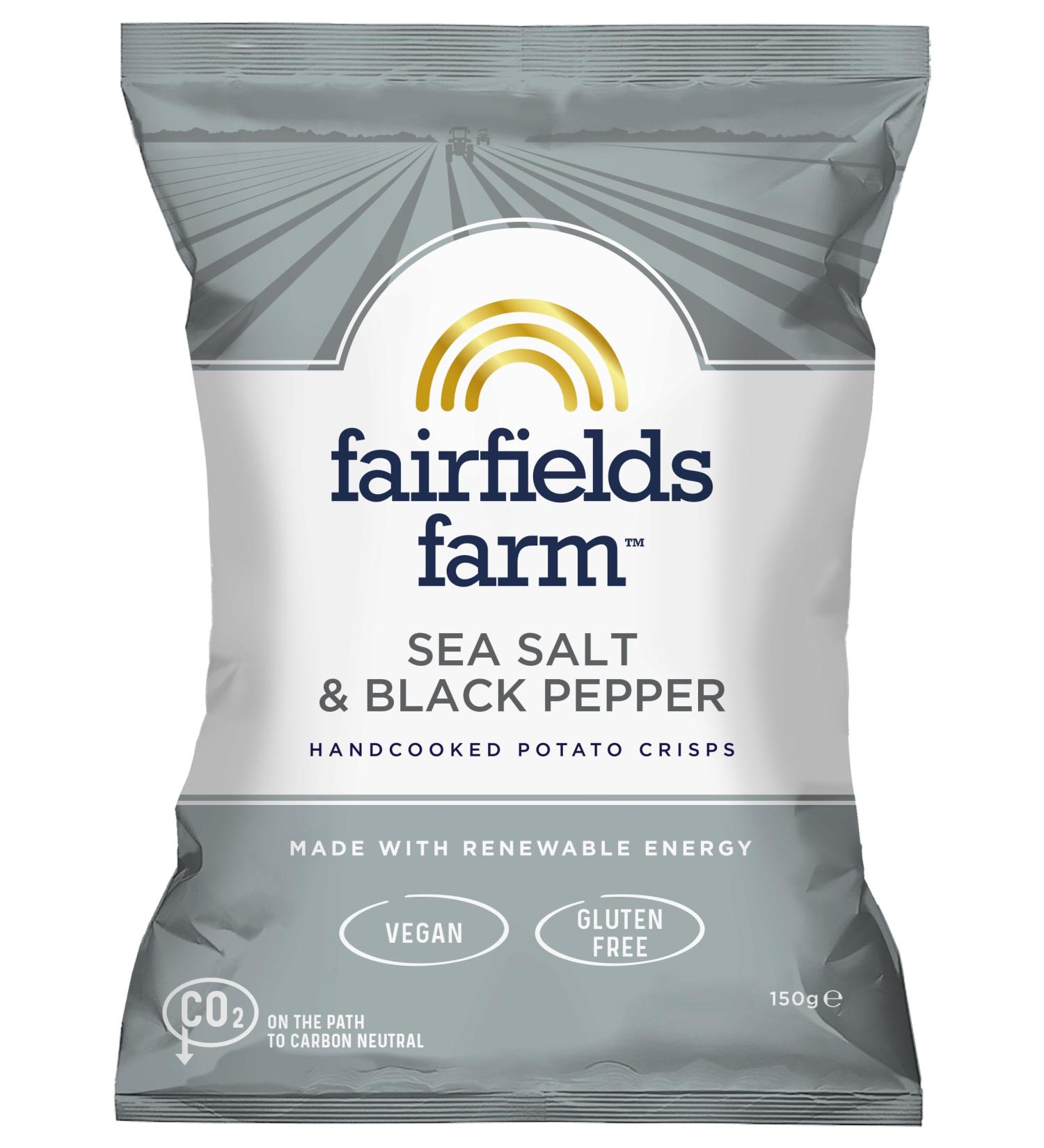Fairfields Farm Crisps Sea Salt & Black Pepper Cooked Potato Crisps 150g | Pack of 5