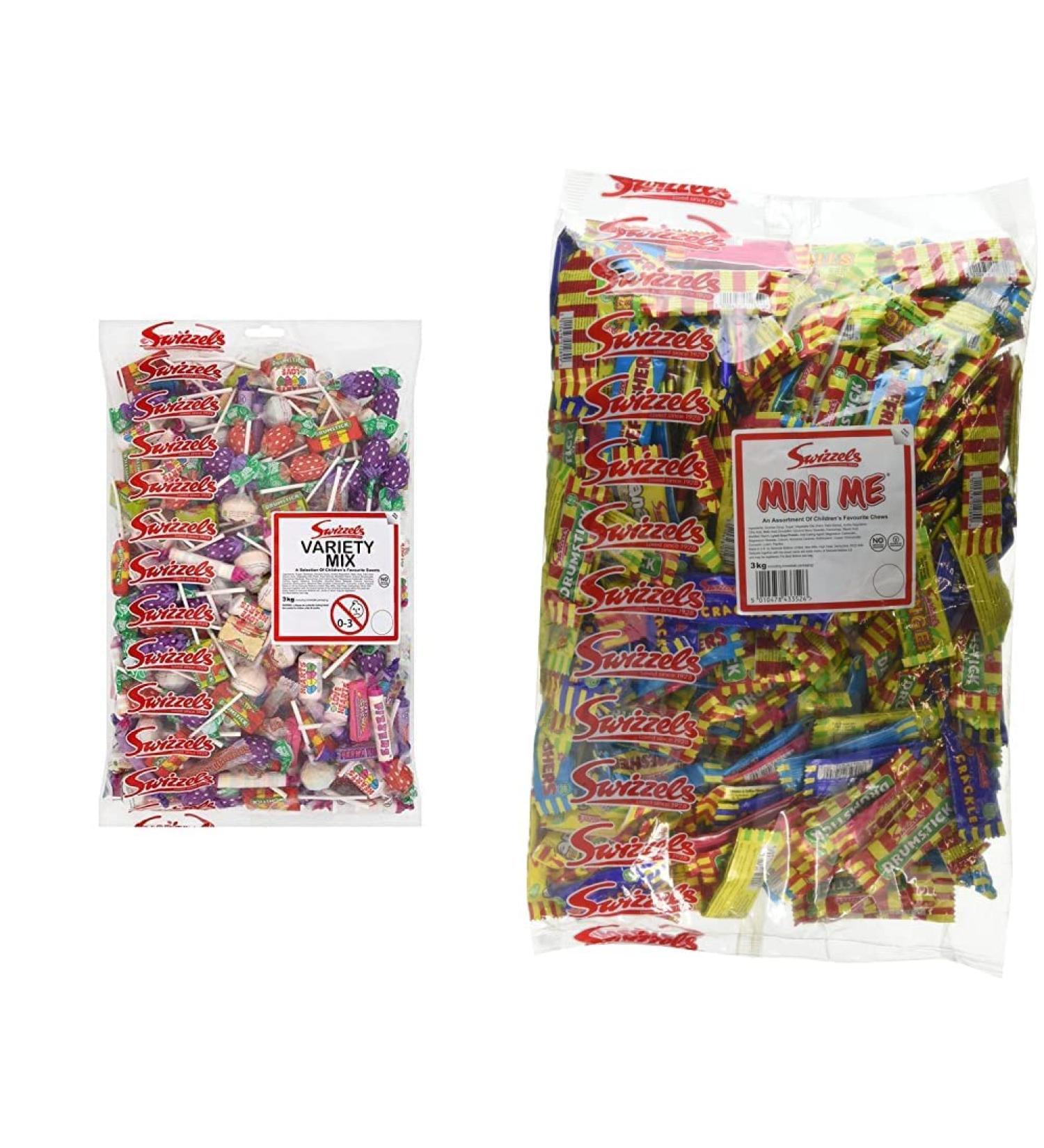 Swizzels Variety Mix Bulk Mixed Sweets and lollipops Bag 3 kg (Pack of 1) & Mini Me Mix Favourites Bulk Sweets Bag 3 kg + Sweets Bag 3 kg - Buy Online on SooperMarket.com