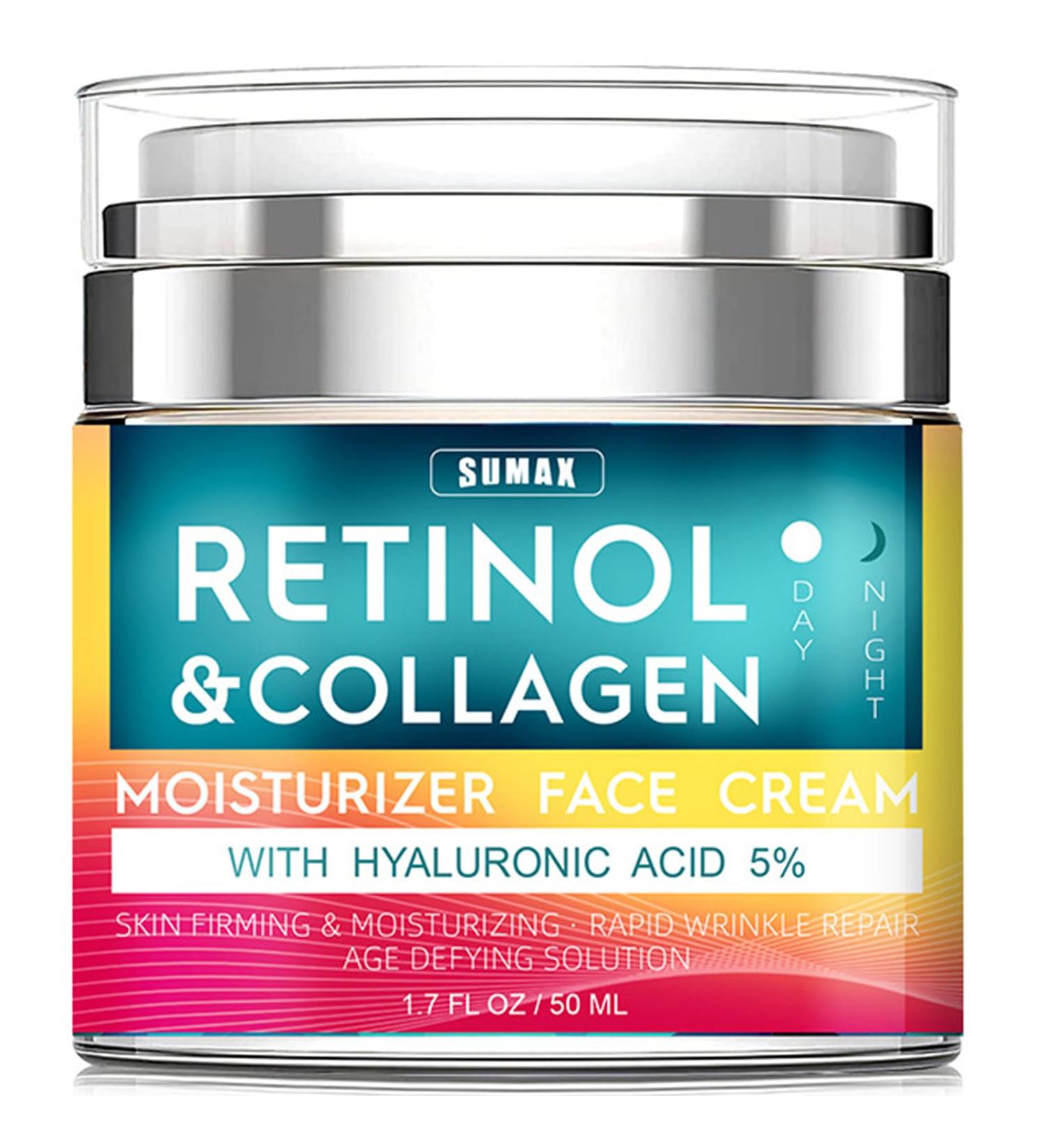 Buy Retinol Cream with Hyaluronic Acid - Anti-Aging Day-Night Moisturizer for Men & Women | Reduces Wrinkles & Dryness - 1.78 Oz - Buy Online on SooperMarket.com
