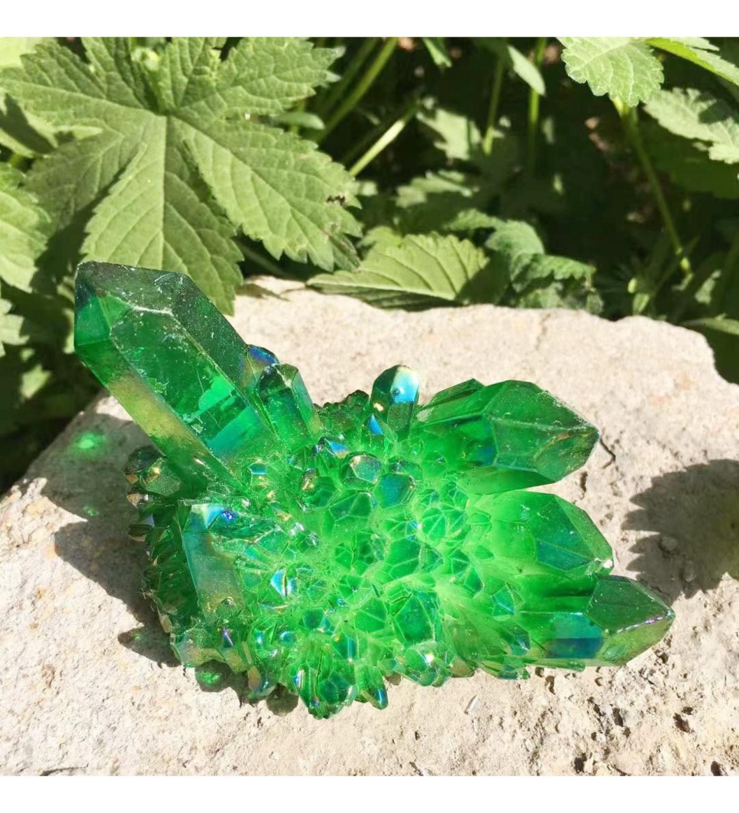 Home Decoration 100-120g Natural Crystal Green Angel Aura Quartz Cluster specimens Cured Titanium Coating Quartz Cluster Stones kaixun (Size : 70g) - Buy Online on SooperMarket.com