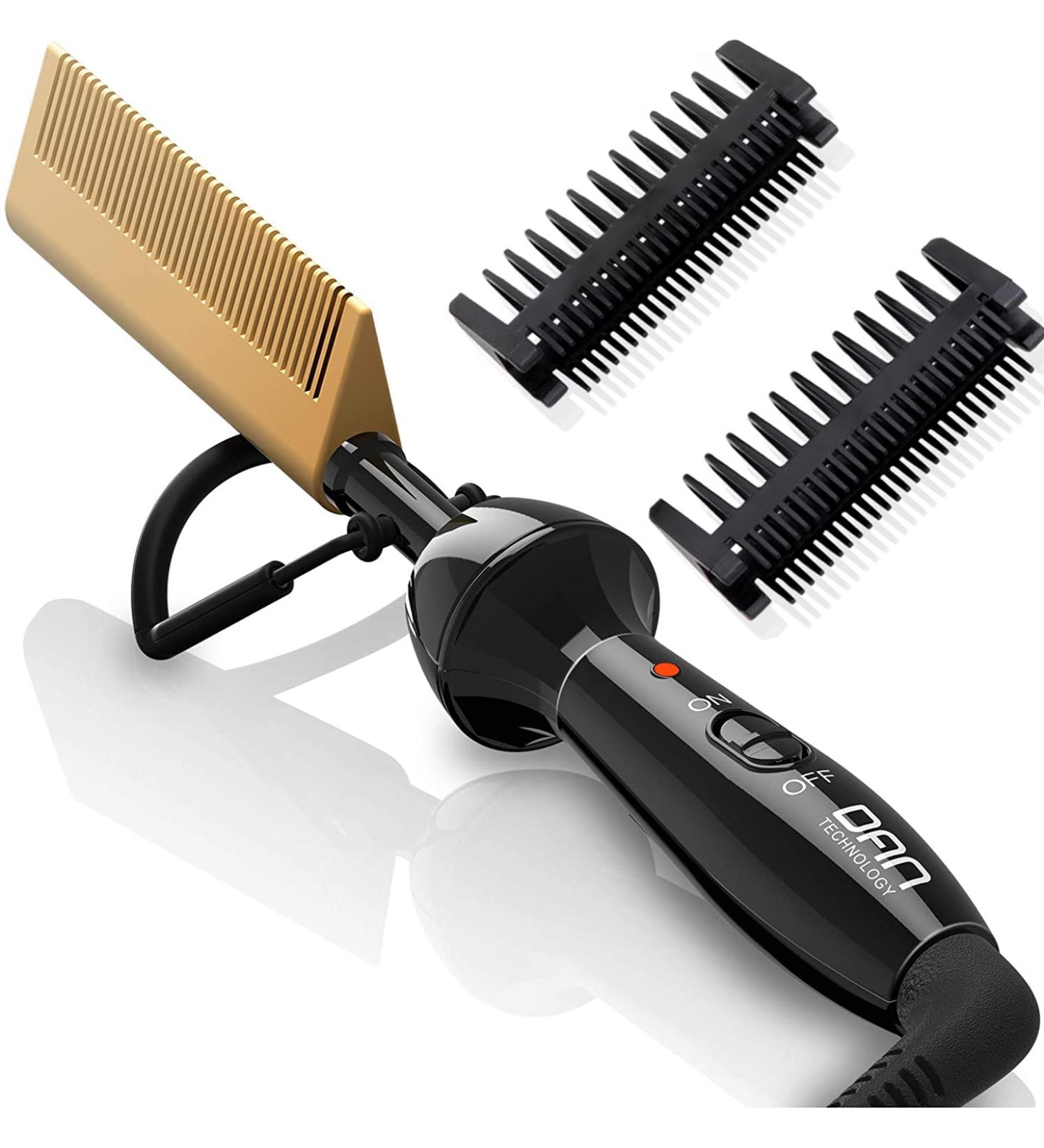 Dan Technology Mini Hot Comb - Dual Voltage Electric Hair Straightener for Travel & Home - Professional Pressing Comb for Natural Black Hair - Gold - Buy Online on SooperMarket.com