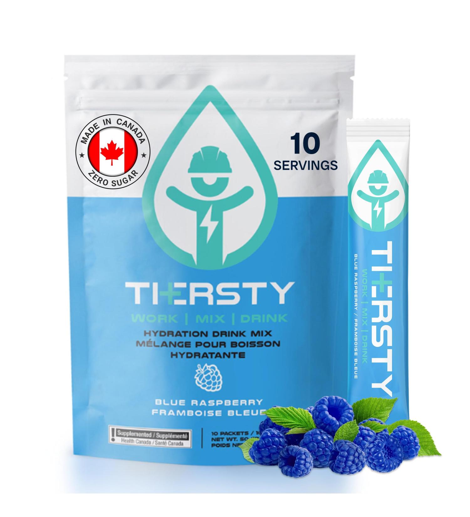 Thersty Electrolyte Powder ZERO Sugar Electrolyte Packets Designed for Rapid Hydration. All Natural Ingredients and Trusted by the World s most Demanding Industries 10 Servings - Blue Raspberry - Buy Online on SooperMarket.com