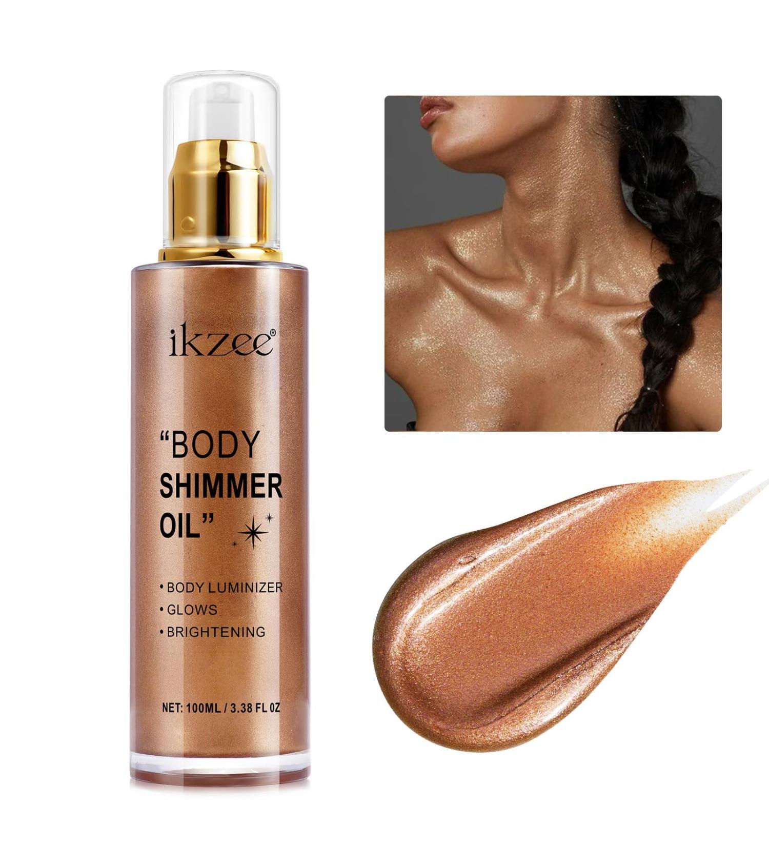 Body Shimmer Oil 100ml | Long Lasting Moisturizing Luminizer & Waterproof Highlighter - Bronze Gold Glow - Buy Online on SooperMarket.com
