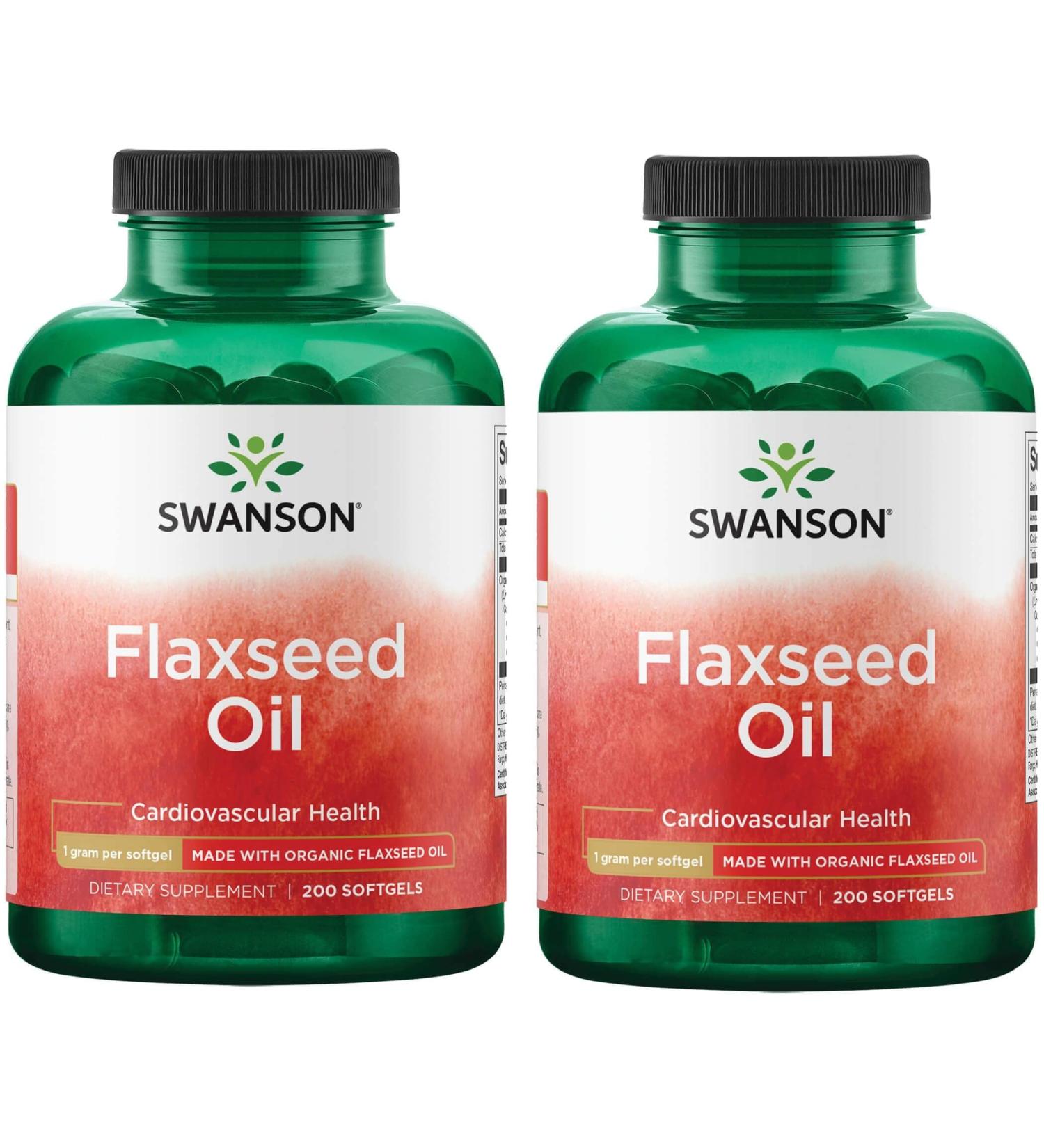 Organic Swanson Flaxseed Oil 1000mg 200 Softgels - Pack of 2 - Buy Online on SooperMarket.com