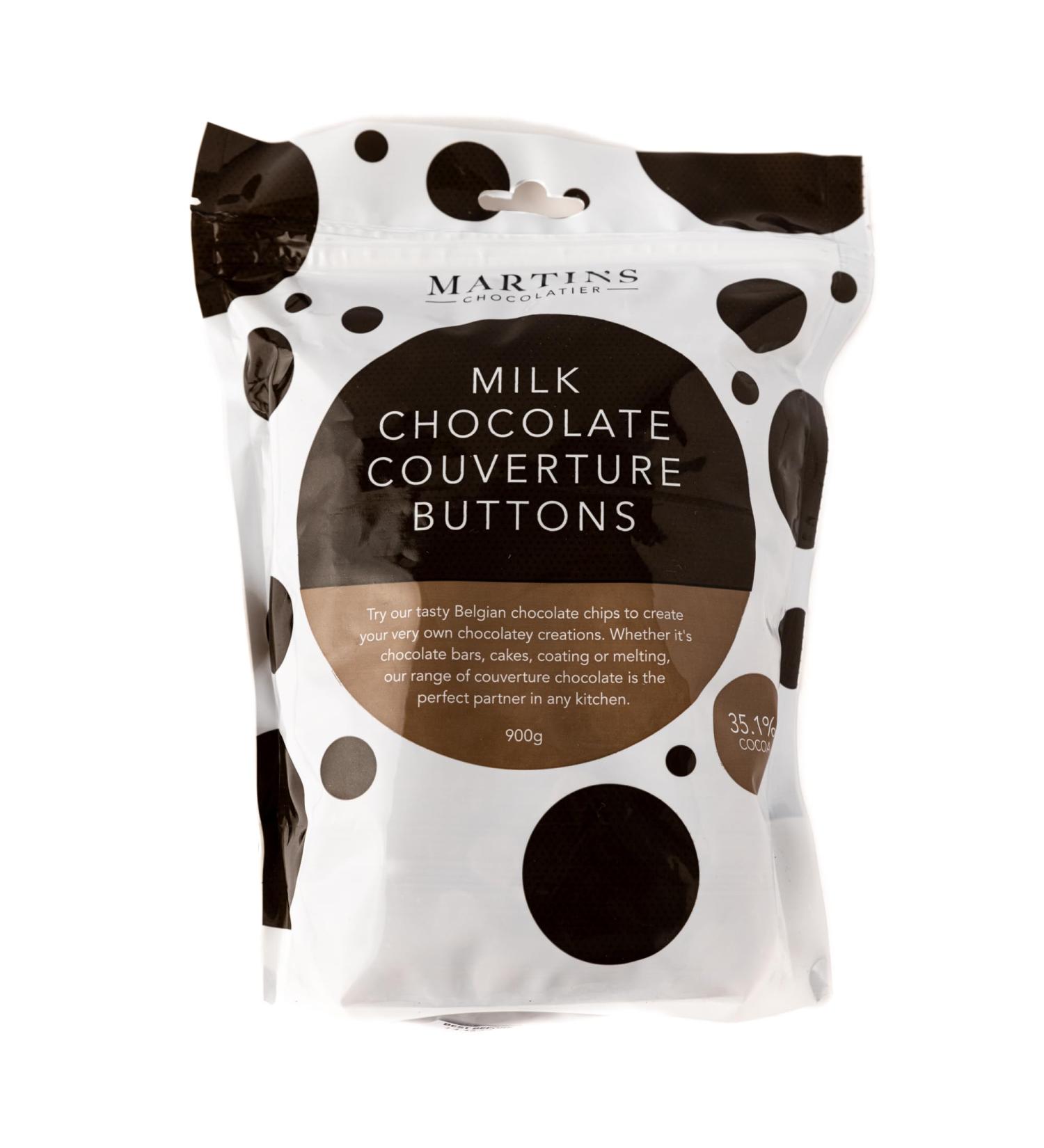 Martins Chocolatier Milk Chocolate Buttons 900g - Belgian Chocolate Chips for Baking & Fountain - Callets for Moulding - Pack of 1 - Buy Online on SooperMarket.com