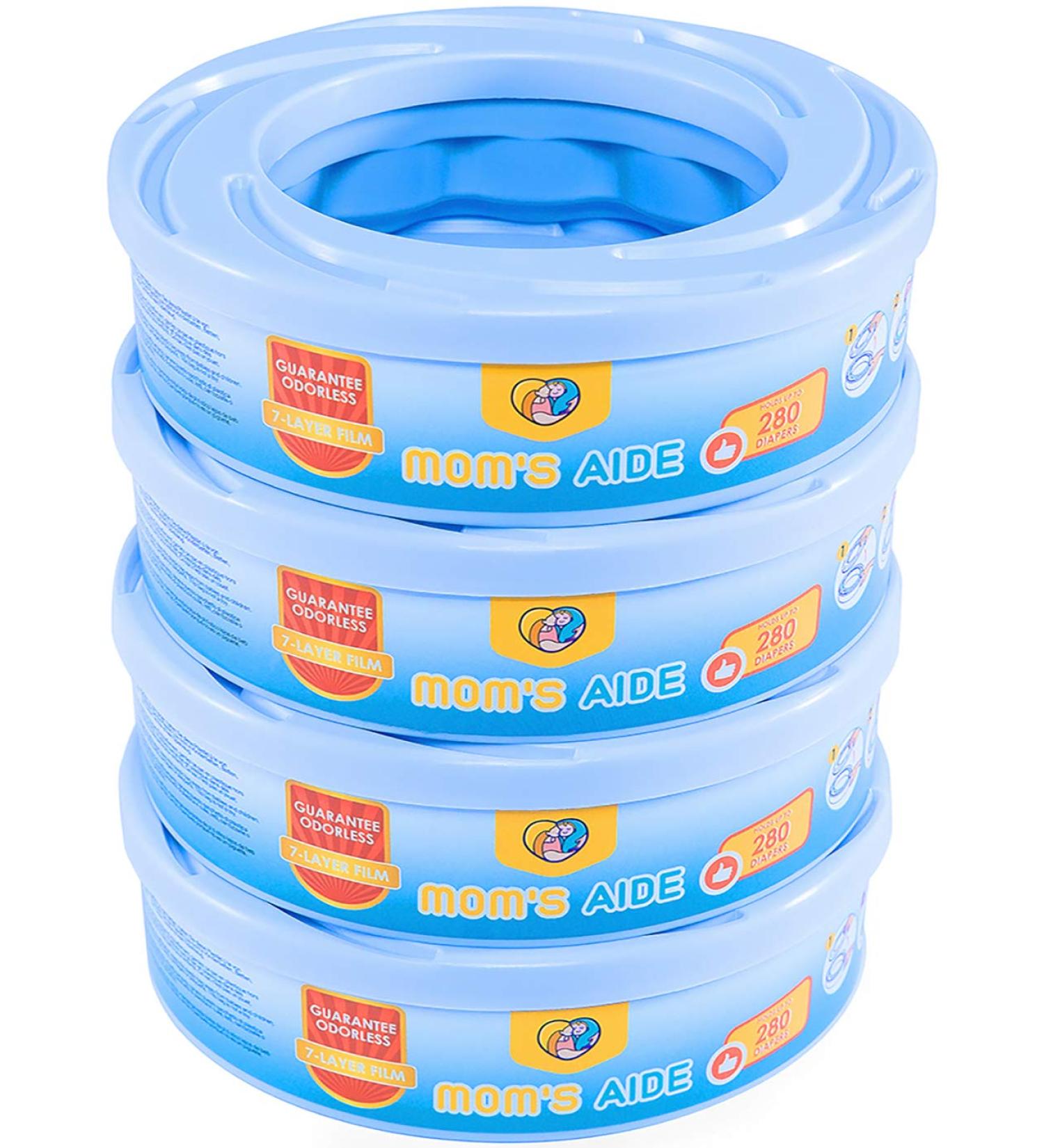 Moms Aide 4 Refill Cassettes - Compatible with Angelcare Diaper Genie & Litter Loose II | International Shipping Available - Buy Online on SooperMarket.com