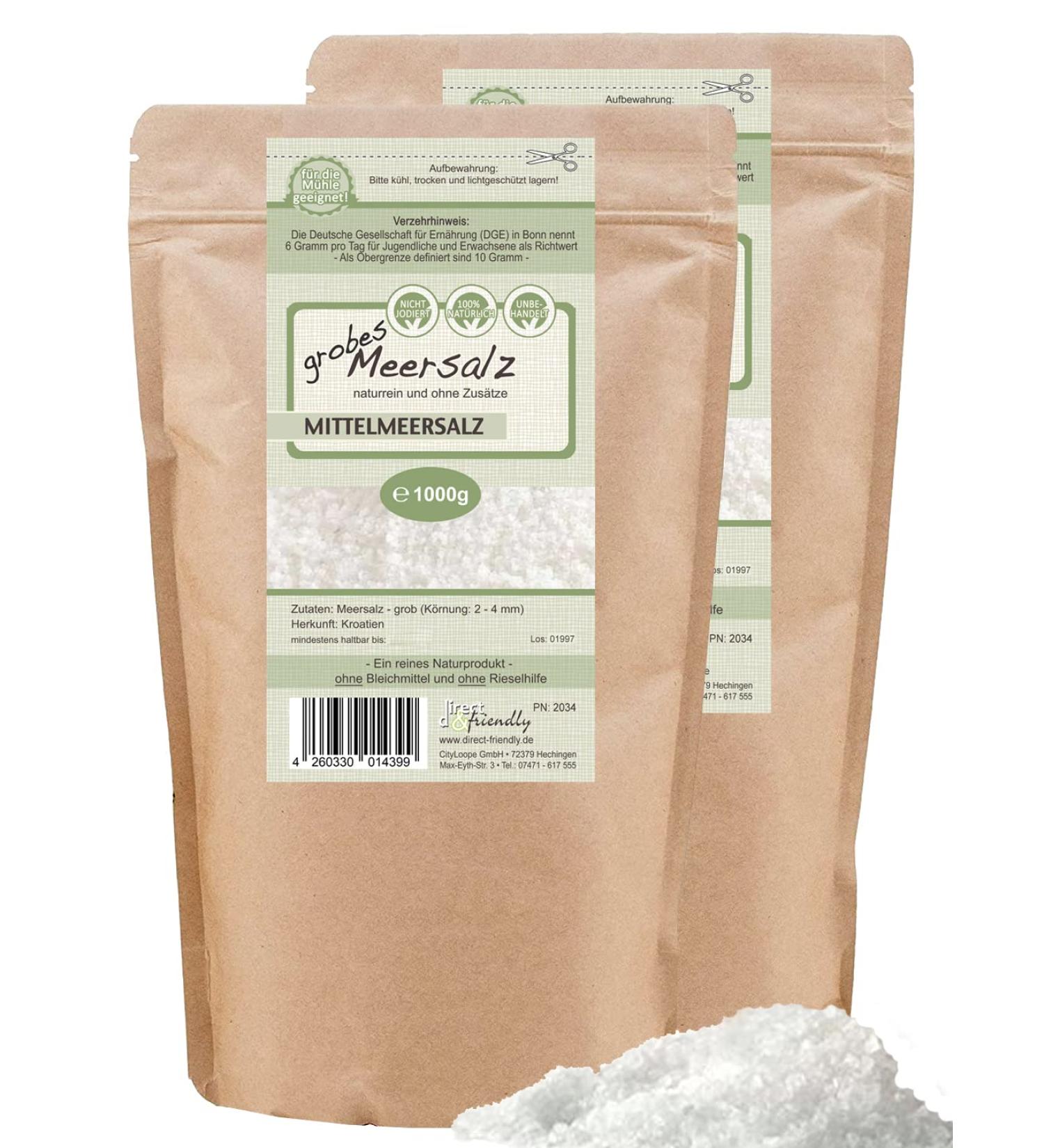 Premium Coarse Sea Salt from Croatia - 2 x 1 kg for Salt Mill | Direct & Friendly - Buy Online on SooperMarket.com