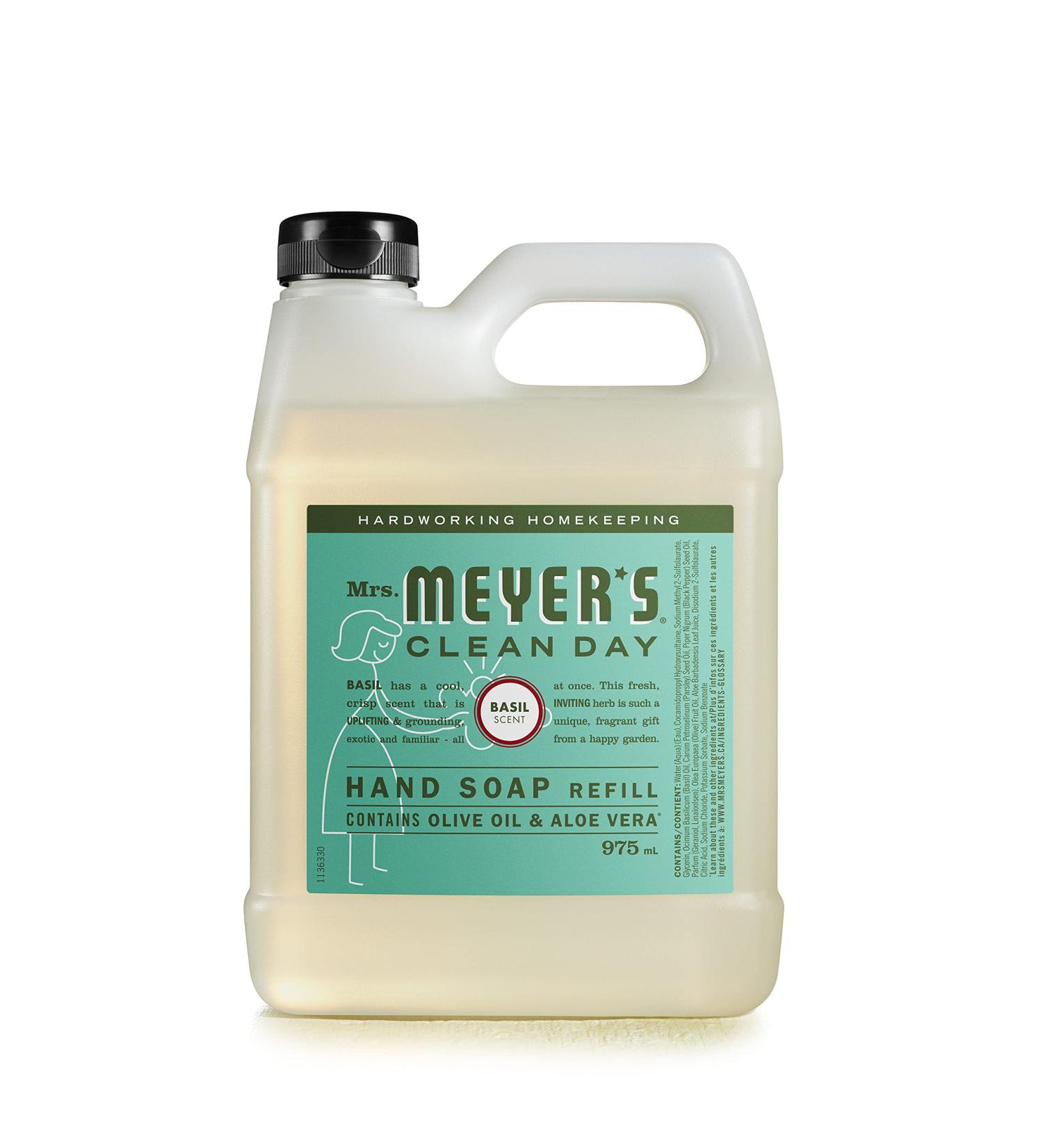 Mrs. Meyer's Clean Day Basil Liquid Hand Soap Refill - Cruelty Free Biodegradable & Essential Oils 975ml | Eco-Friendly Hand Wash - Buy Online on SooperMarket.com