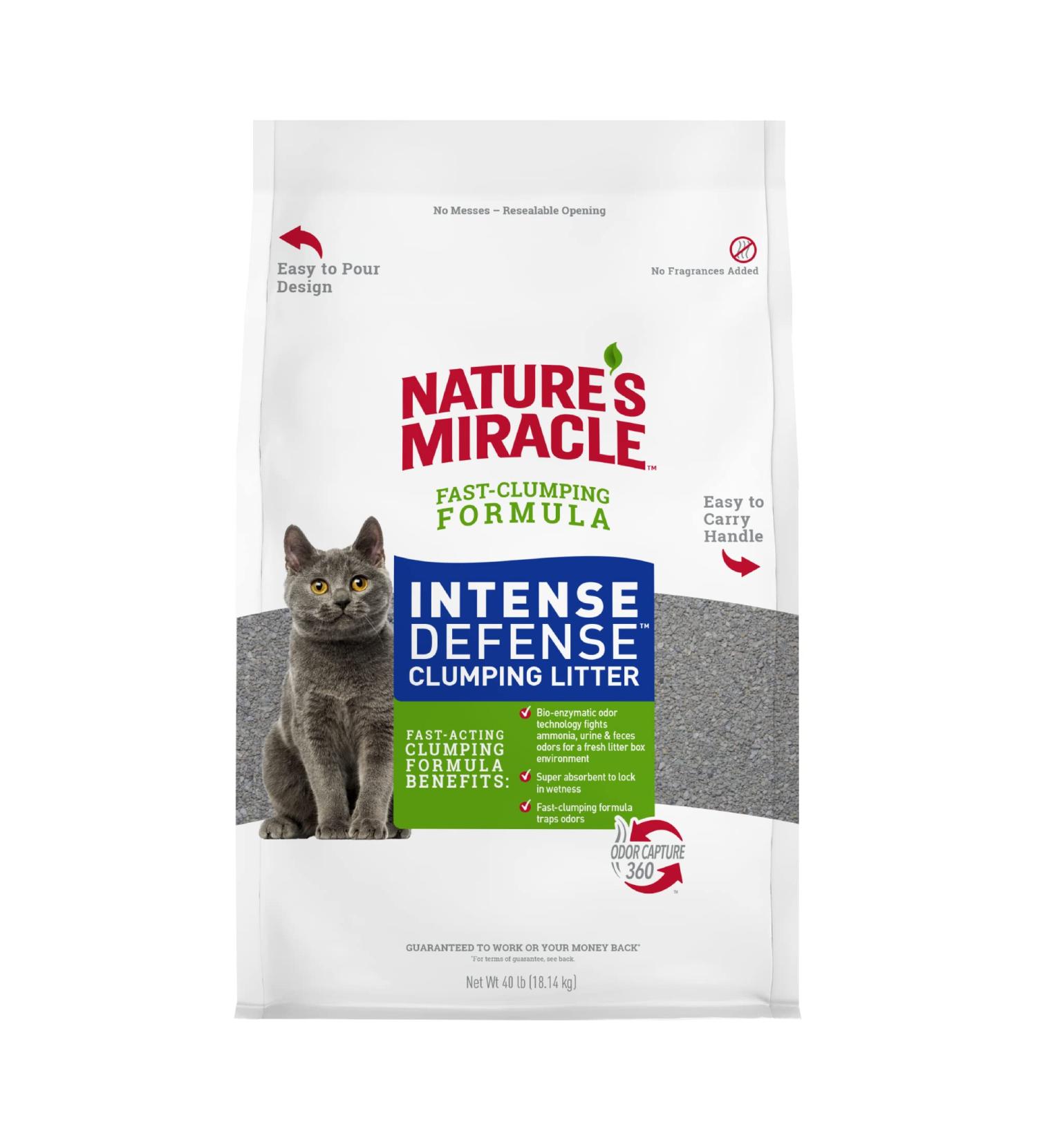 Nature's Miracle Intense Defense Clumping Litter 40 LBS Grey - Buy Online on SooperMarket.com