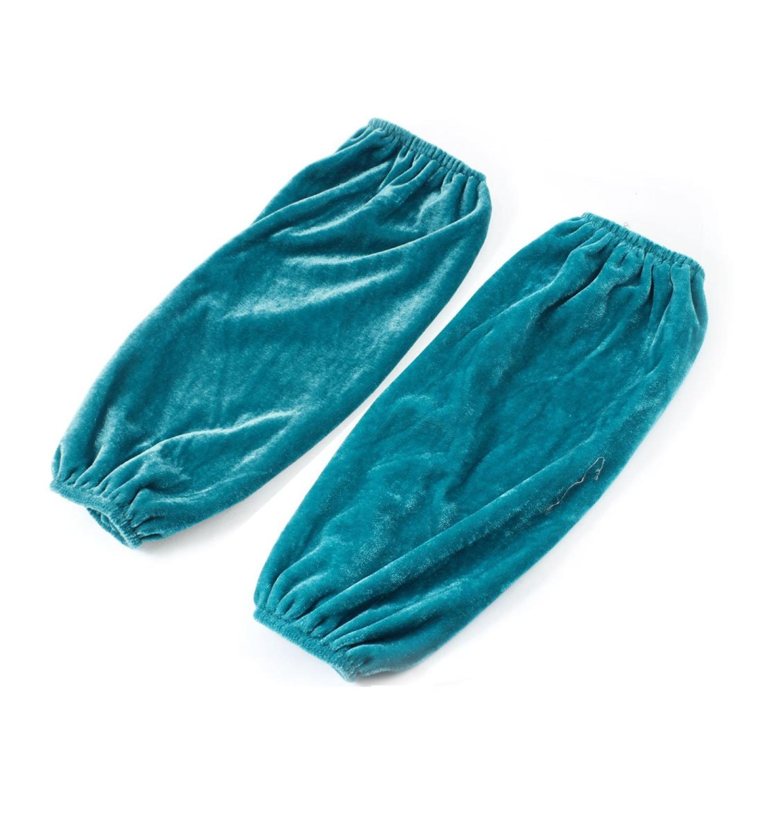 Ruilogod Velvet Pullover Elastic Cuff Arm Sleeve Oversleeves Pair Teal Blue